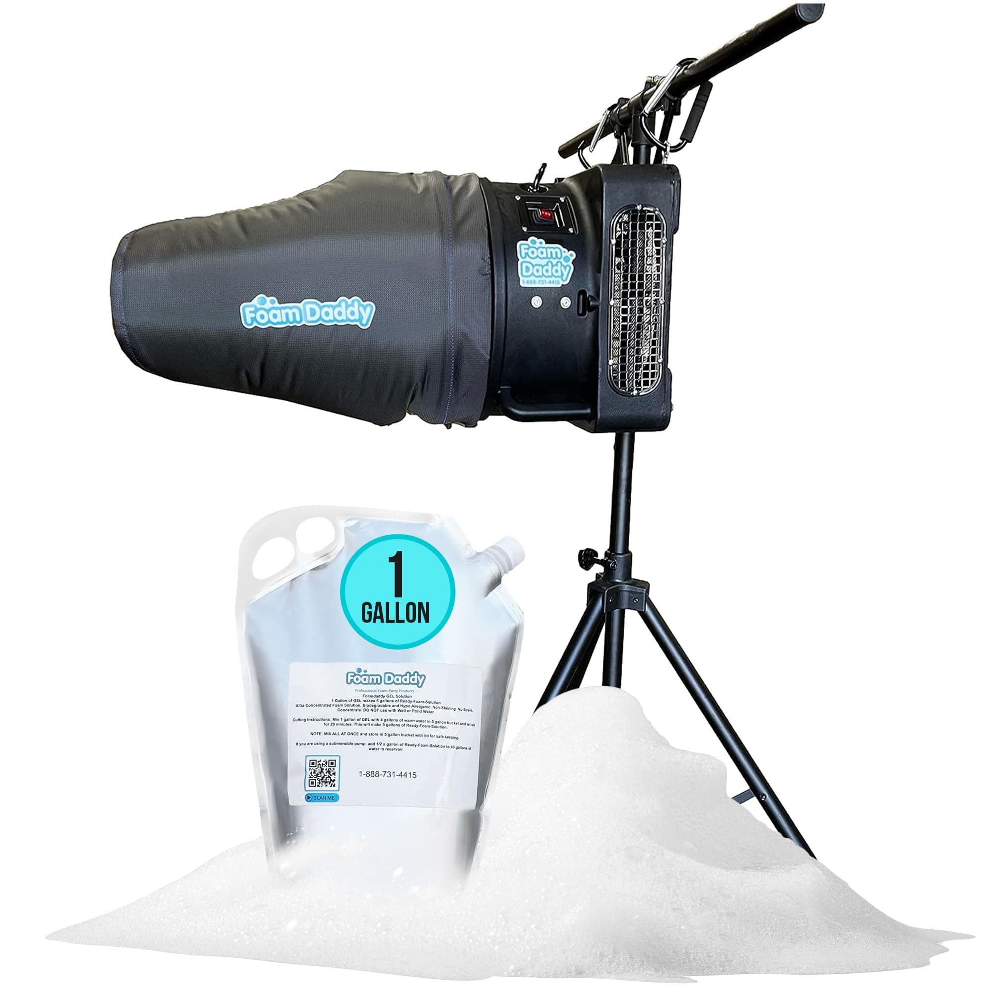 FoamDaddy Large Foam Cannon – High-Output Machine – Easy Setup – Includes Swivel Mount, Pump, Hose & 1 Gallon of Ultra-Concentrated Gel – Perfect for Camps, Youth Groups & Medium to Large Events