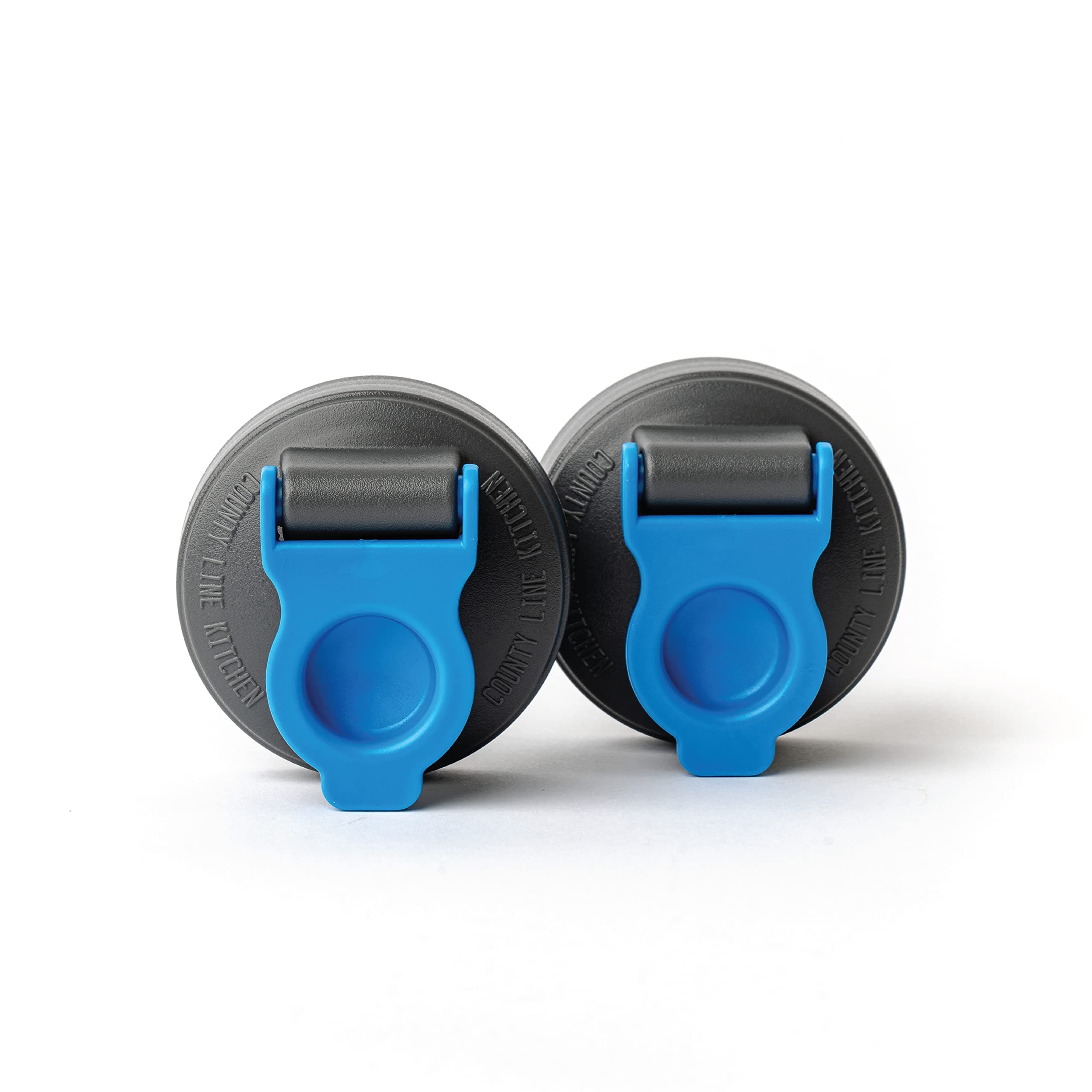 County Line Kitchen Regular Mouth Mason Jar Flip Cap Lid, Durable, Airtight, Leak-Proof Seal - Blue, 2 Pack