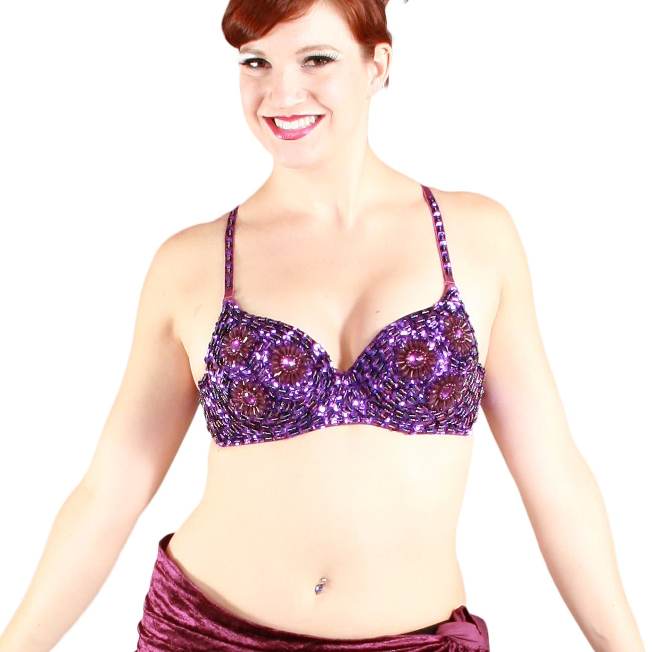 Dahlal Flower Embellished Sequin Bra