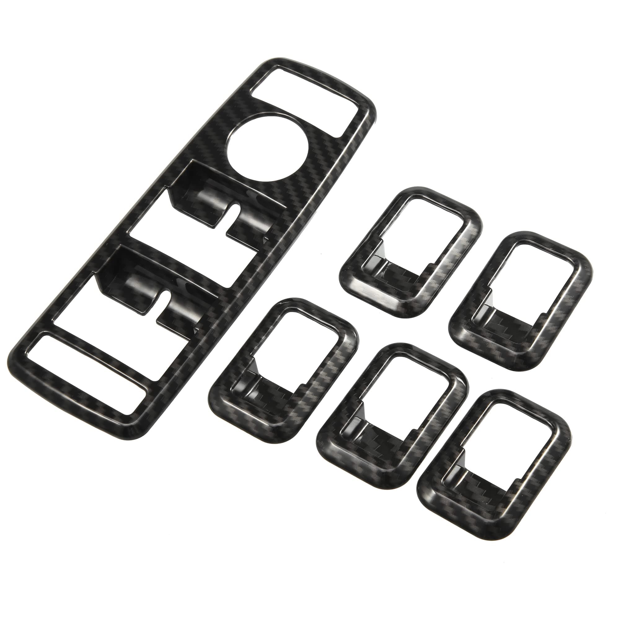 Car Power Window Switch Bezel Lift Control Panel Sticker for Mercedes Benz a B C E GLE GLA CLA GLK Class ABS Black Carbon Fiber Pattern (Set of 1)