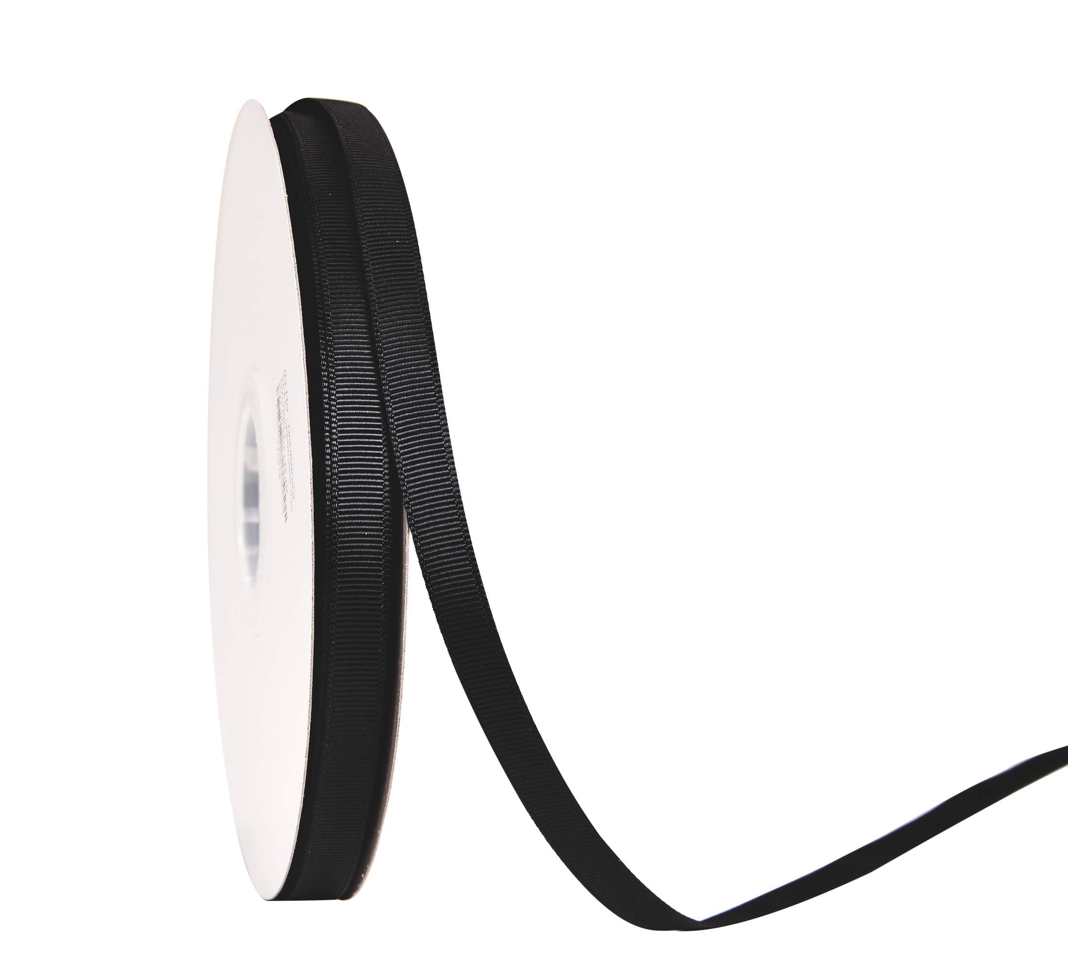 YAMA Solid Grosgrain Ribbon - 3/8" 50 Yards Per Roll for Gift Package Wrapping,Floral Design,DIY Hair Bow Making,Crafting,Sewing,Wedding Decor, Black