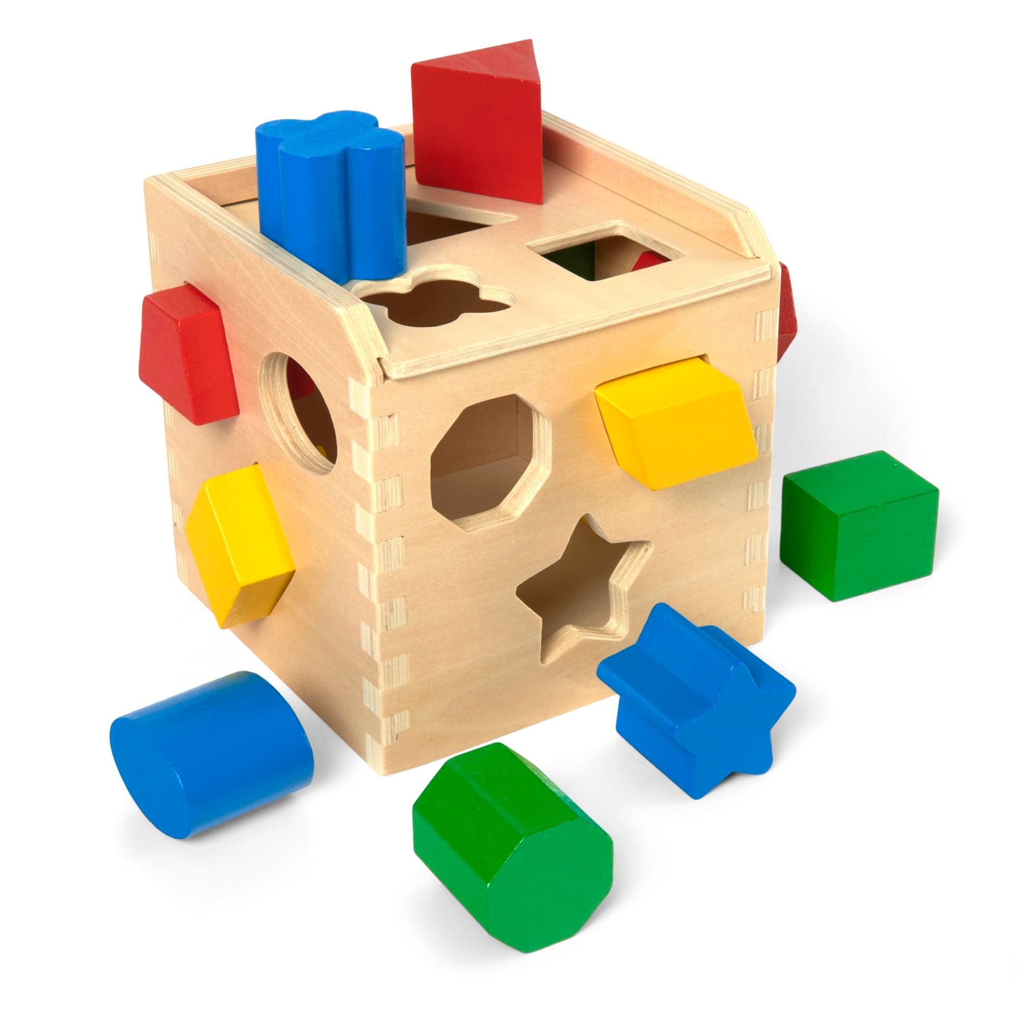 Melissa & Doug Shape Sorting Cube - Classic Wooden Toy With 12 Shapes