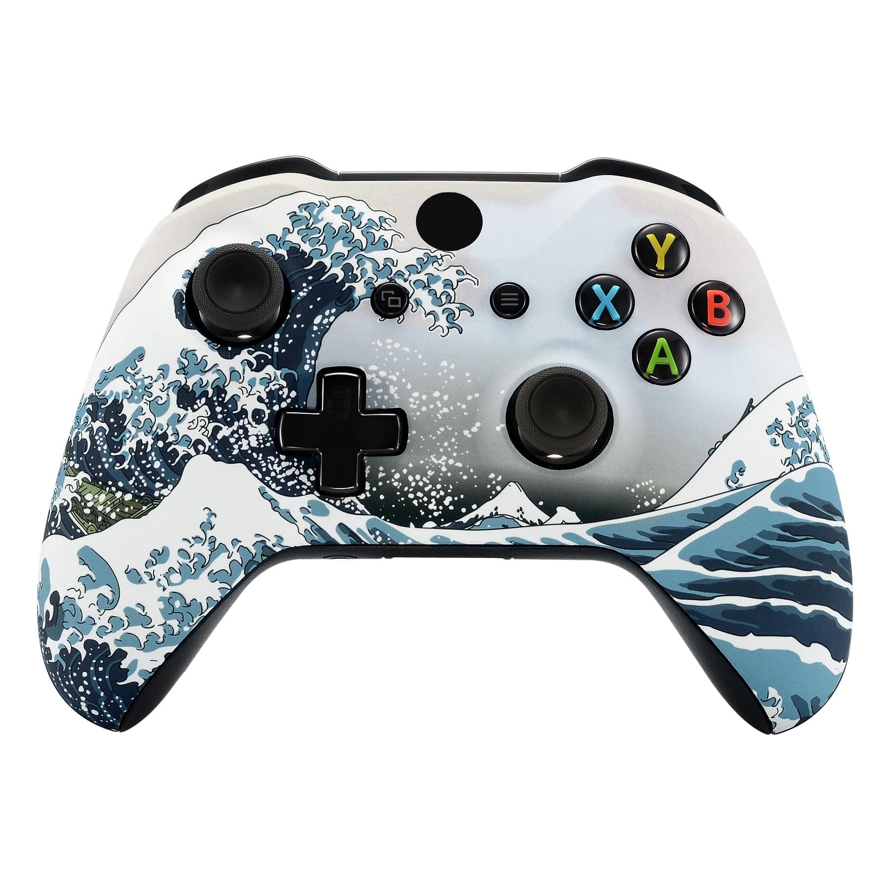 The Great Wave Patterned Faceplate Front Housing Shell with Soft Touch Grip for Xbox One X S Controller Model 1708 - Controller NOT Included