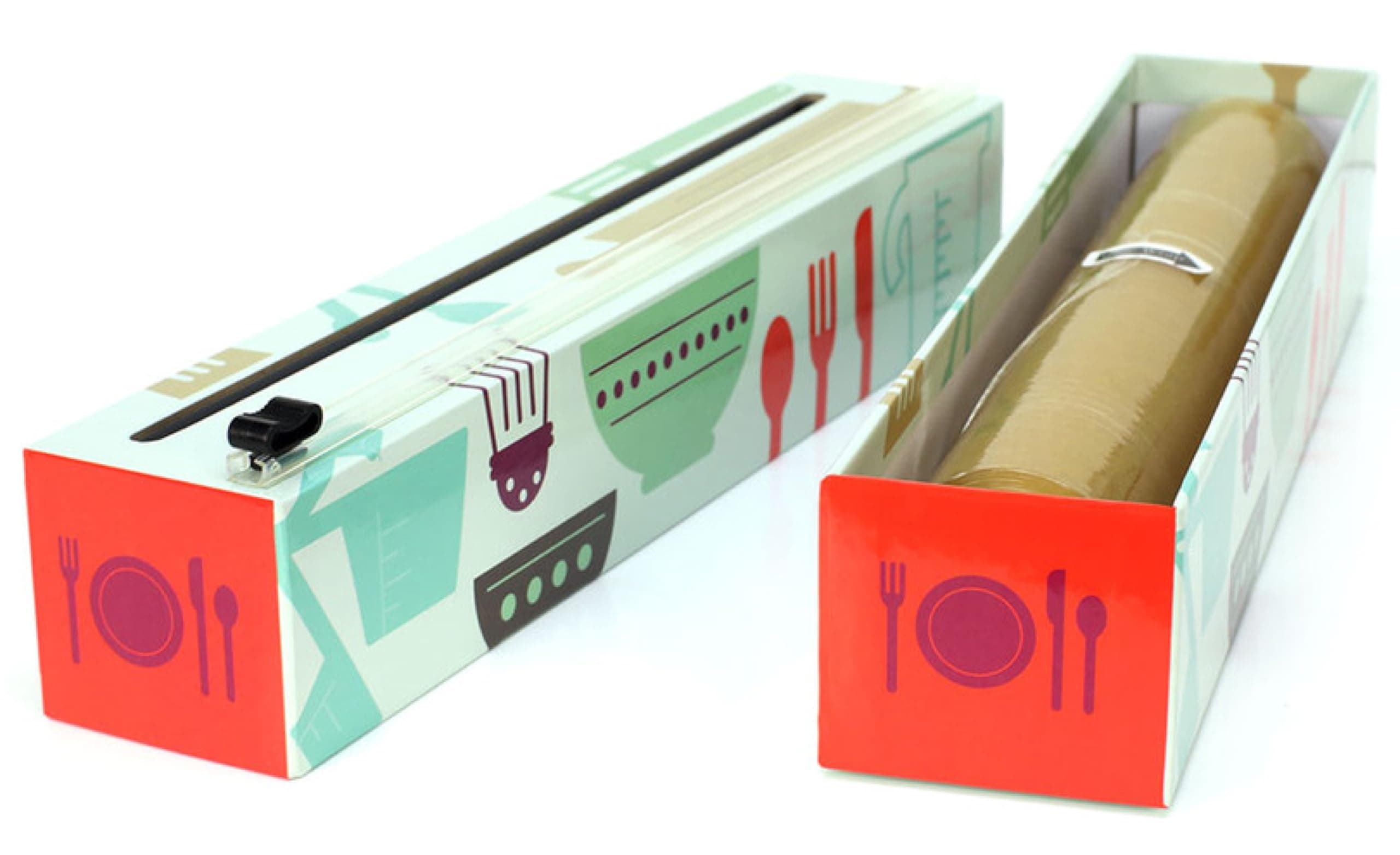 Chicwrap Cook's Tools Refillable Plastic Wrap Dispenser - One 12" x 250' Roll of Professional Grade Plastic Wrap - BPA Free and Kosher Certified - Reusable Dispenser w/Slide Cutter