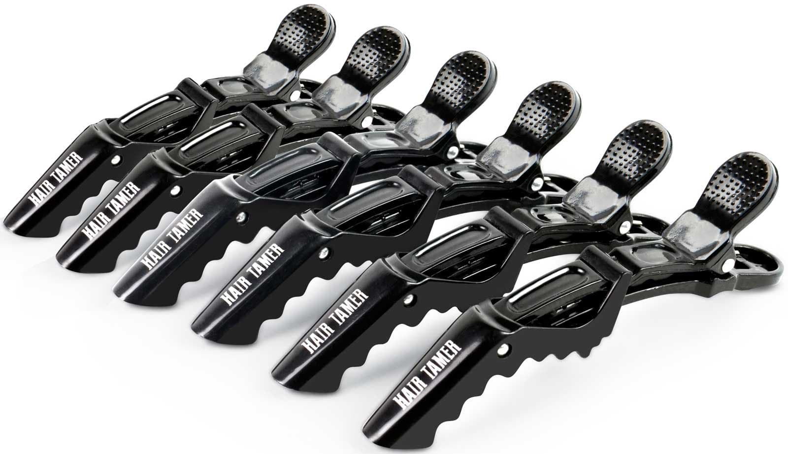 Black Croc Hair Styling Clips - 6 Pack