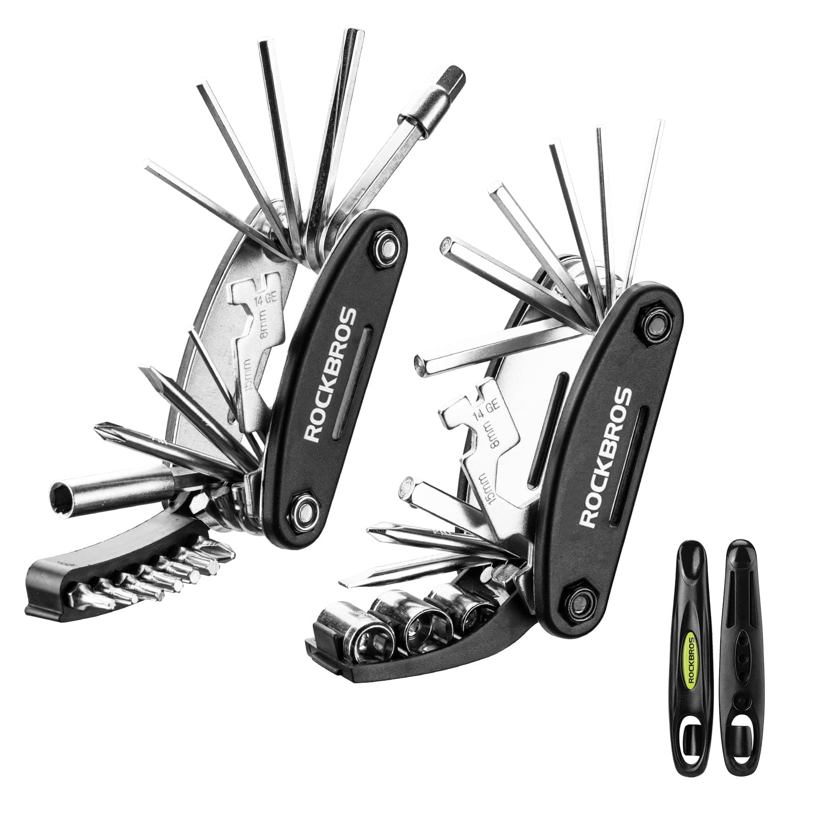 16 In 1 Multi-Function Bike Tool Kit - Portable Foldable Bike Multitool Cycling Tool Kit With Allen Wrench, Tire Levers