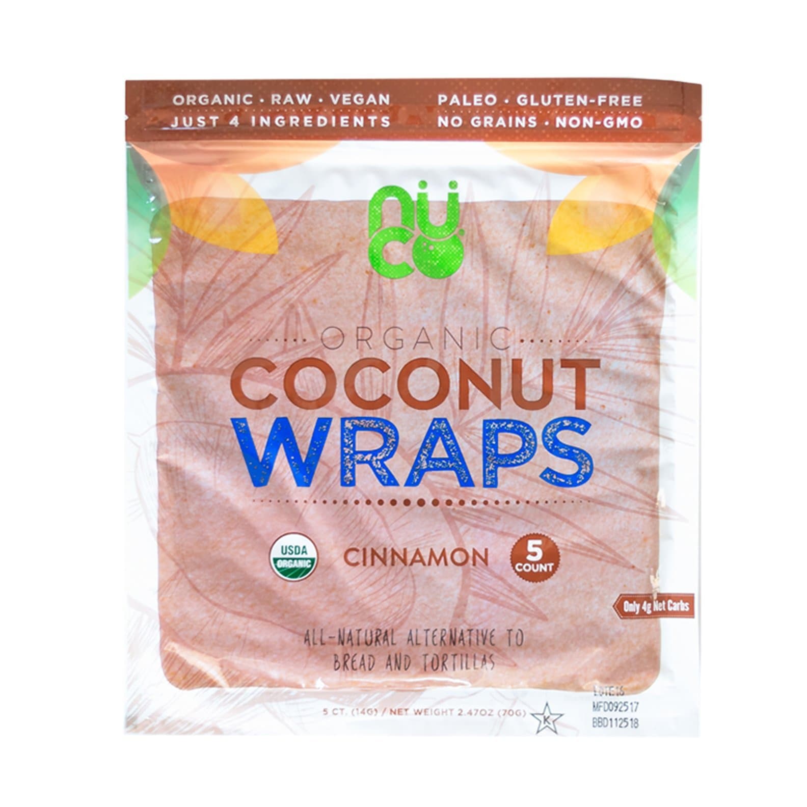 NUCO Organic Cinnamon Coconut Wraps