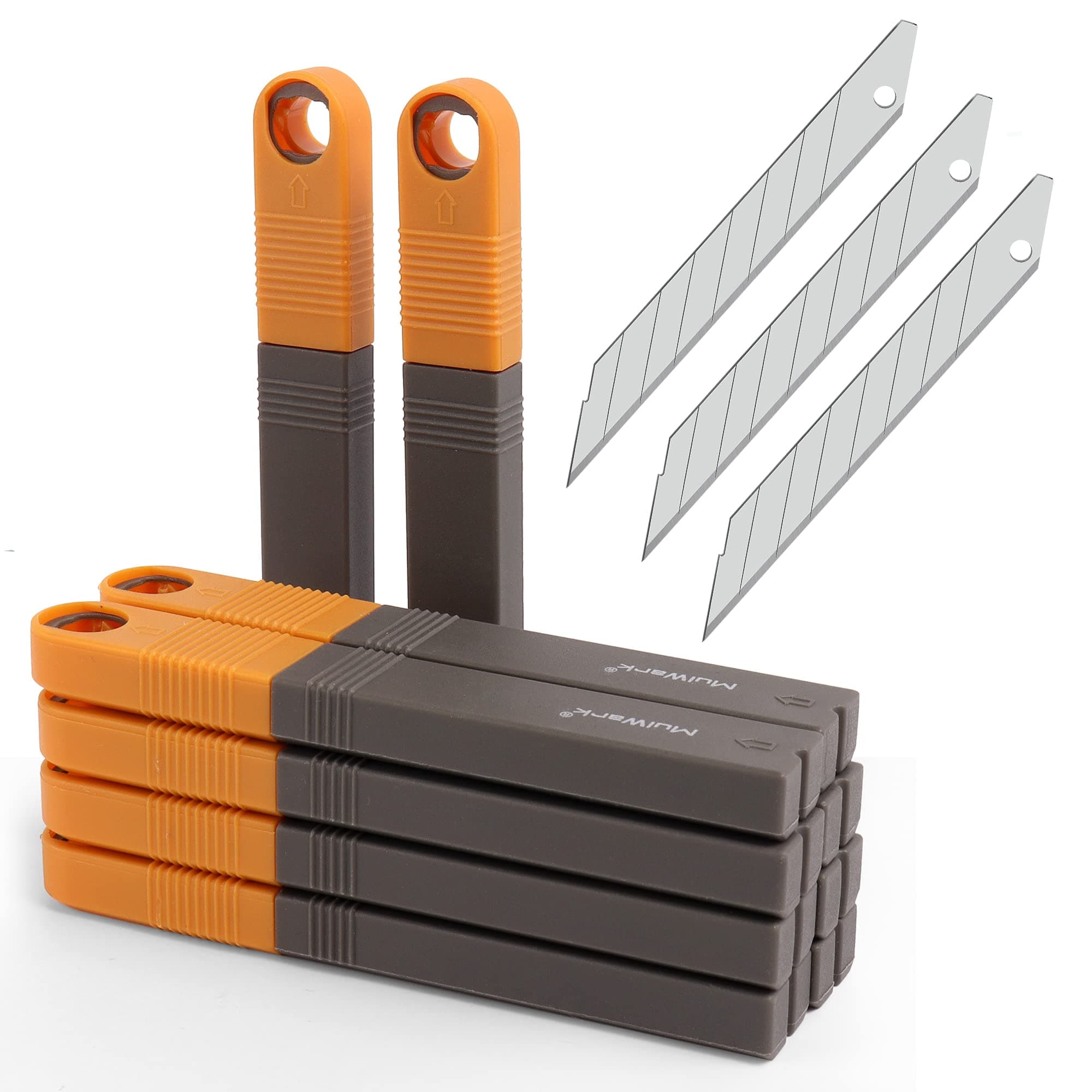 MulWark 100PC 9MM Snap Off 30 Degree Utility Knife Replacement Blades, Multi-Purpose Sharp Precision Box Cutter Blade for Universal Retractable Cutting Knives