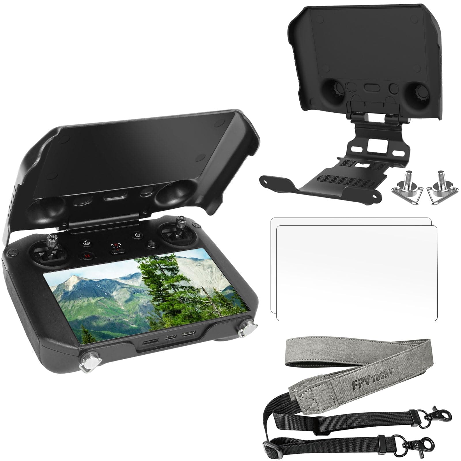 FPVtosky RC Pro Controller Protection Kit for DJI Mavic 3 - Includes Sun Hood Cover, Lanyard, Screen Protectors (2)