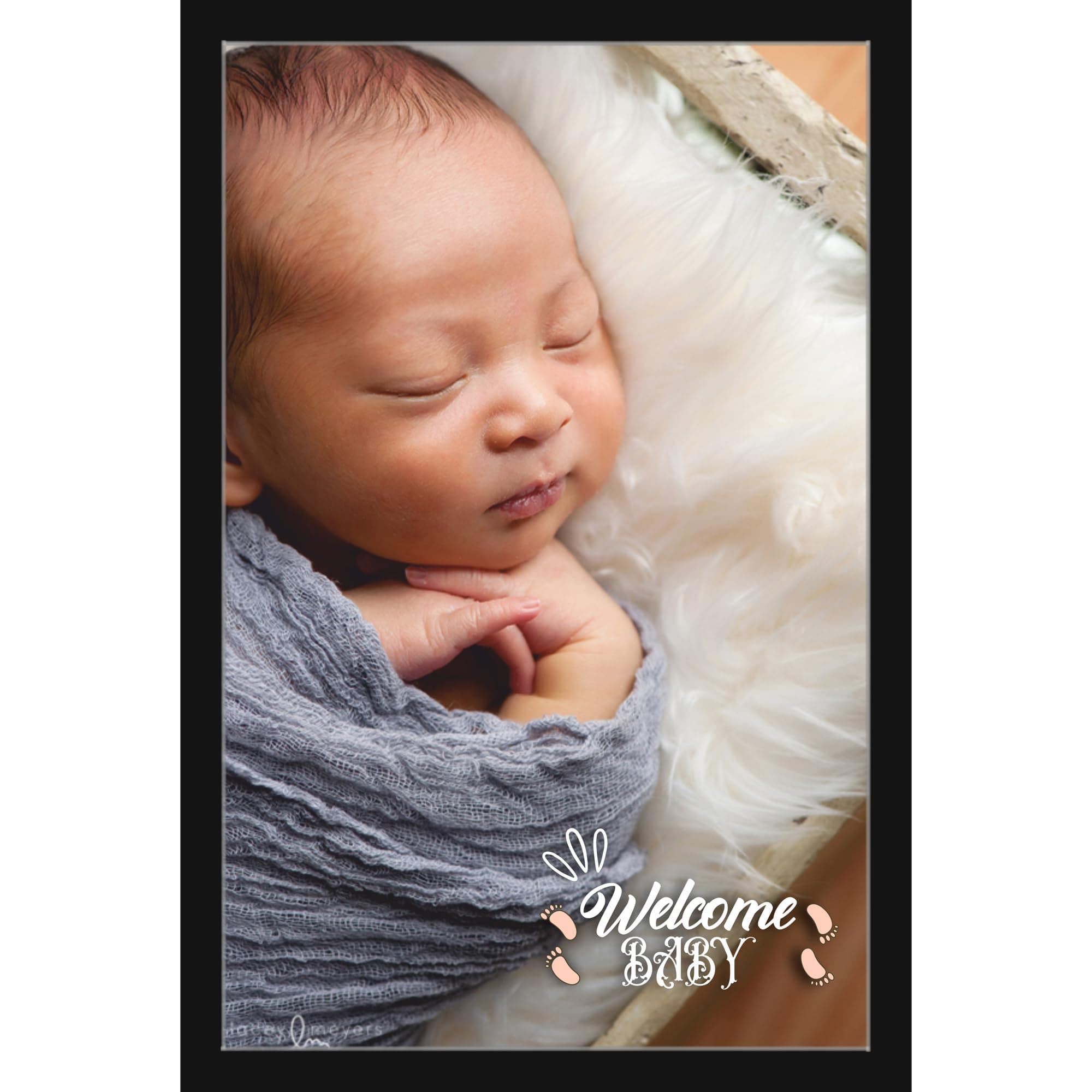 Mad Masters Engineered Wood Wall Mount Customized Collage New Born Baby Rectangular Photo Frame With Photo Upload For Boy Or Girl (Newborn), Black, 30.5 x 20.3 cm