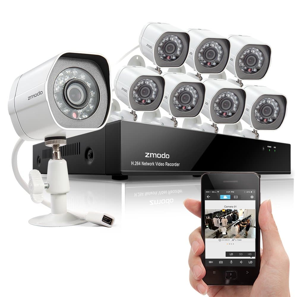 Zmodo Smart PoE Security System - 8 Channel NVR & 8 x 720p IP Cameras and No Hard Drive