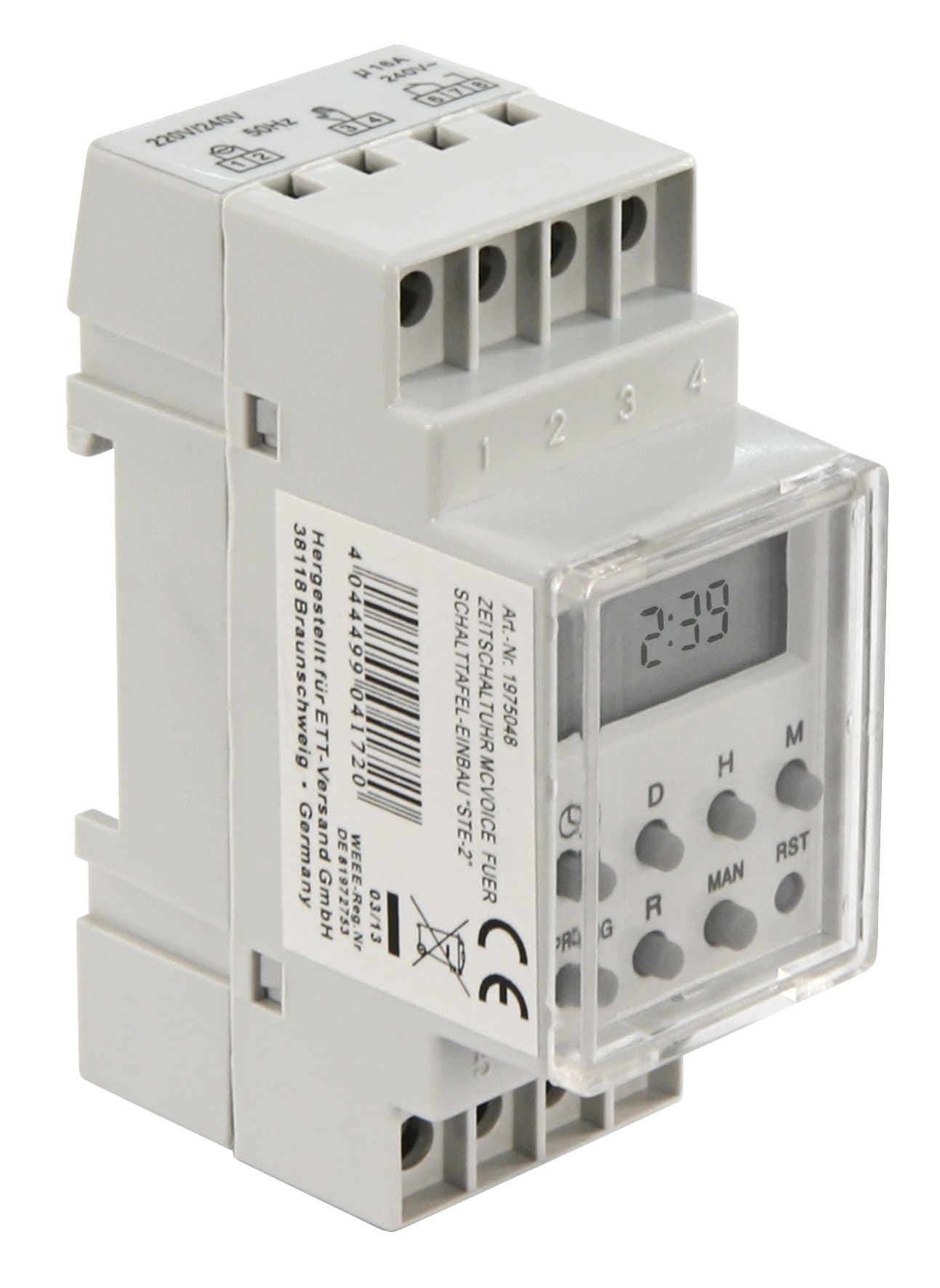 Digital McVoice STE-2 Digital Timer Switch 7 Days 230V / 16A for Control Panel Installation