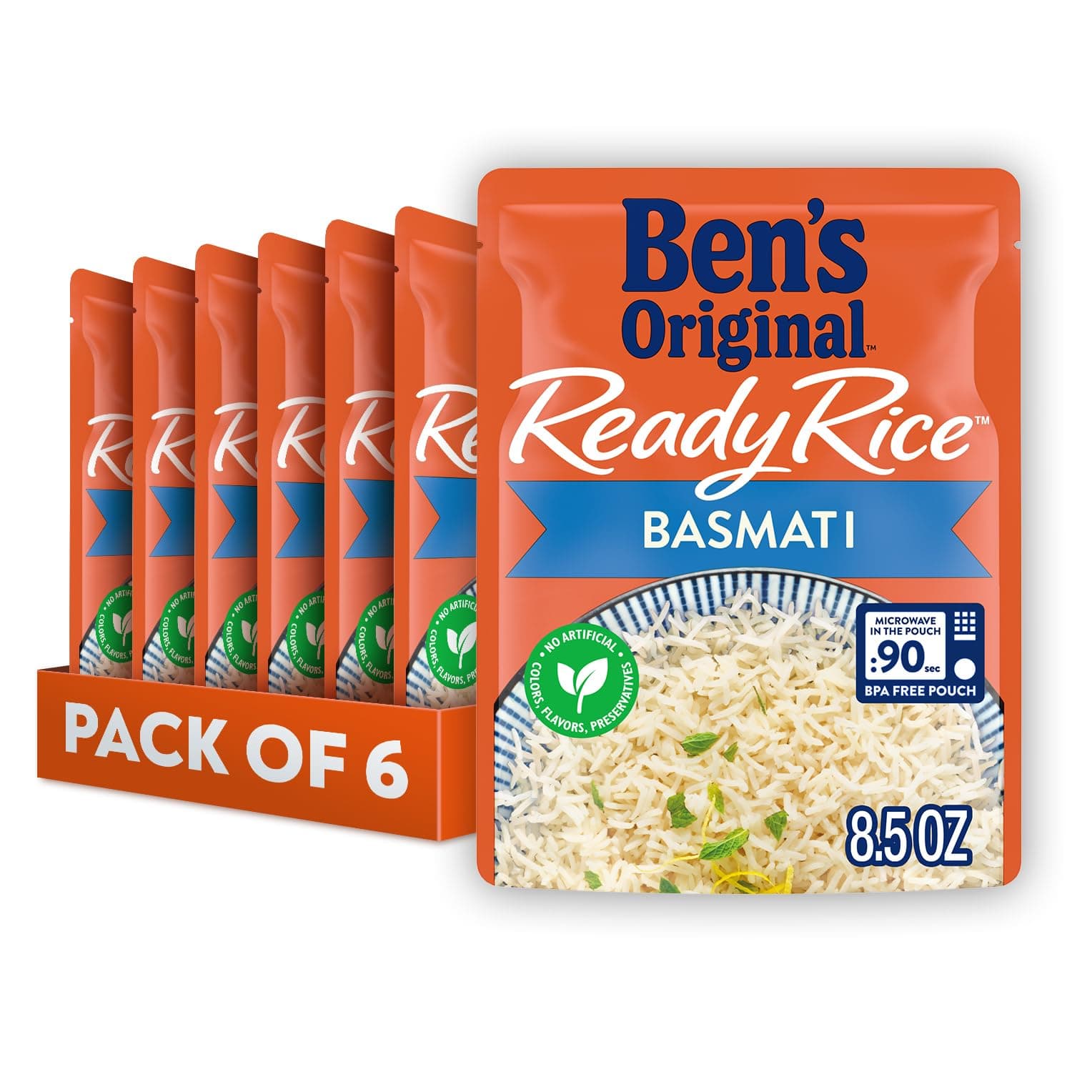 Ready Rice Basmati Rice, Easy Side Dish, 8.5 oz Pouch (Pack of 6)
