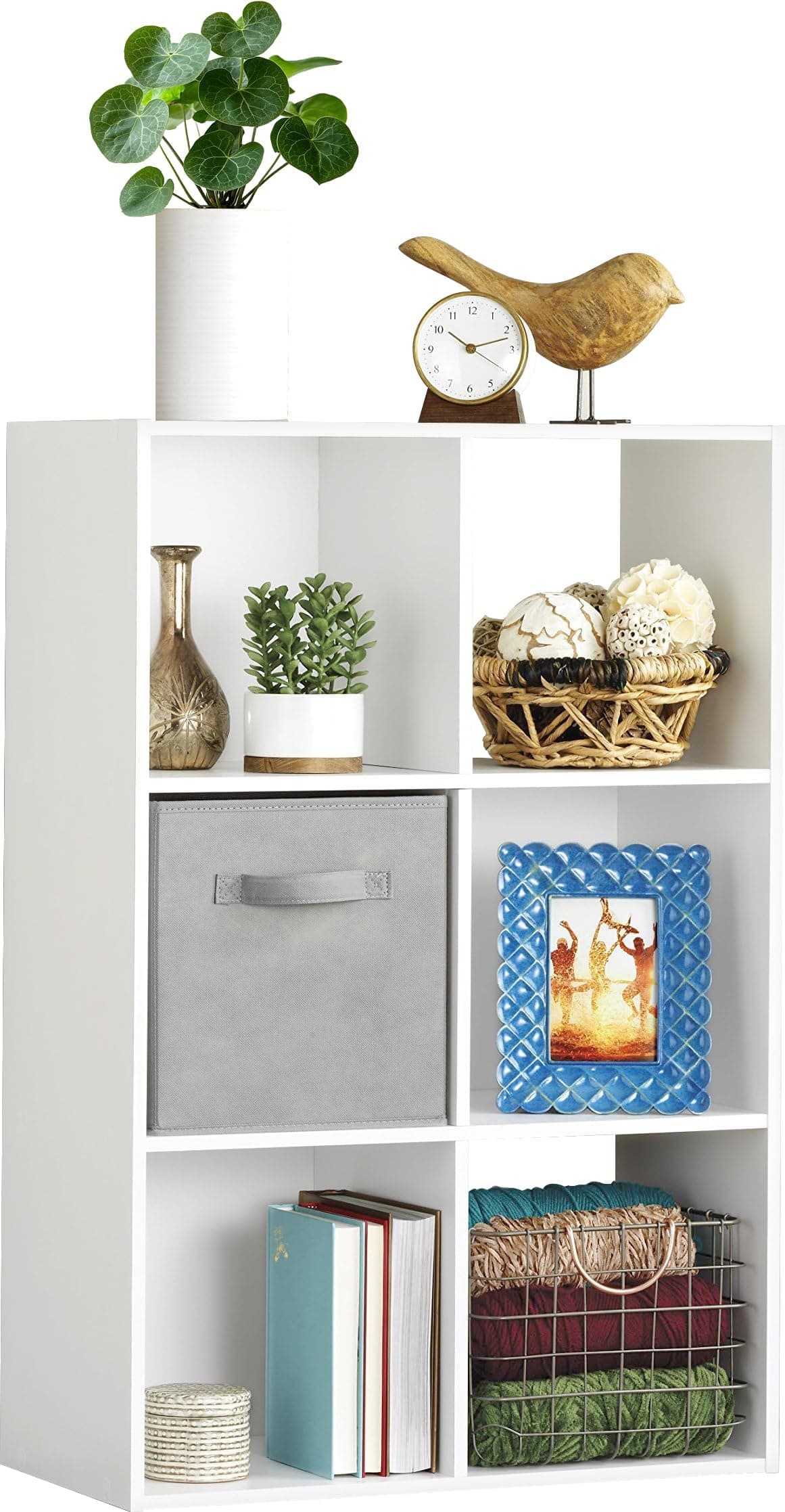 6 Cube Storage Organizer, 3 Tier Stackable MDF Wood Bookcase, Open Storage Display Bookshelf, Storage Cabinet for Living Room, Bedroom, Home, Office, 23.7" L x 11.7" W x 35.2" H, White