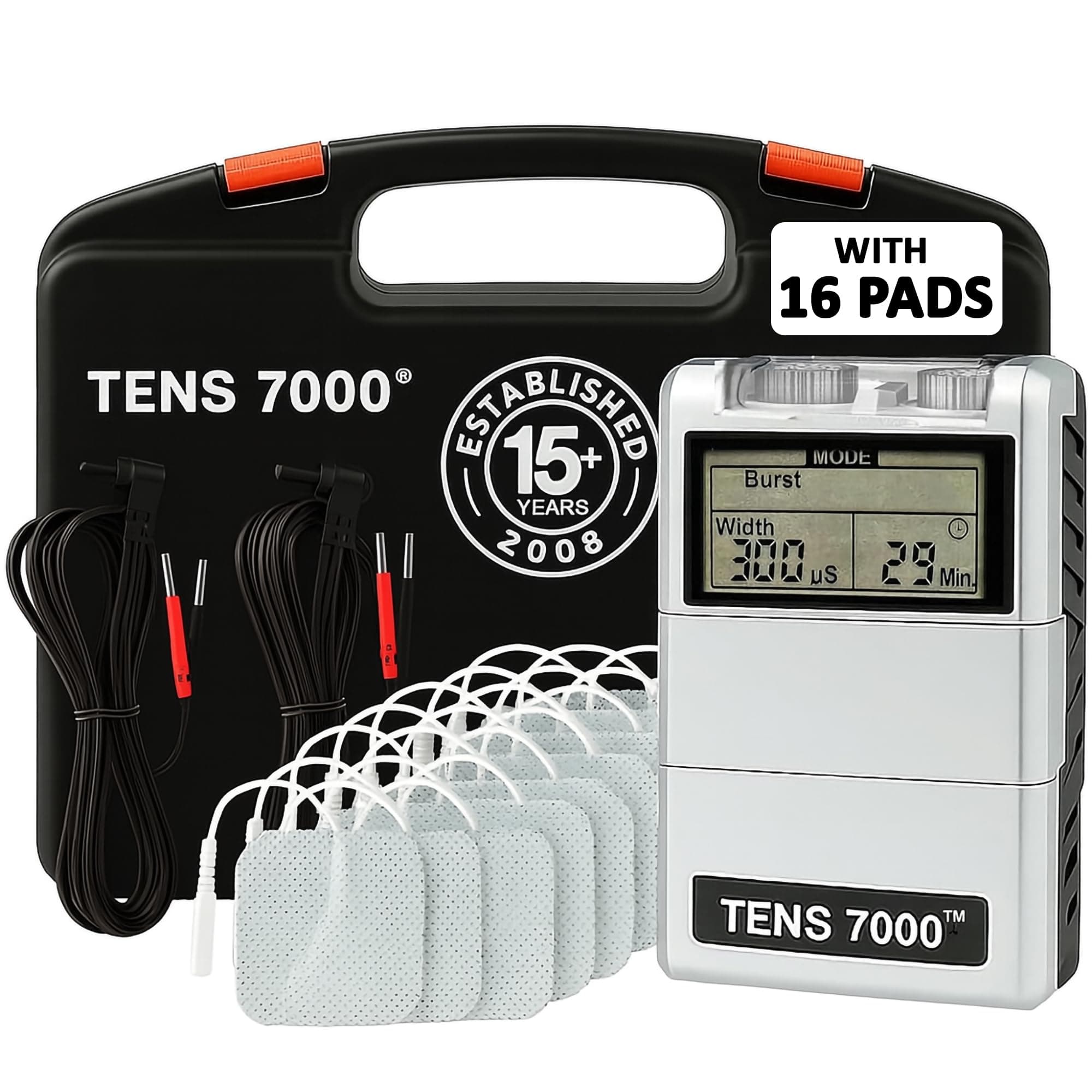 TENS 7000 Digital TENS Unit with Accessories, Includes 16 Pack Electrodes - TENS Unit Muscle Stimulator for Back Pain Relief, General Pain Relief, Neck Pain, Sciatica Pain Relief, Nerve Pain Relief
