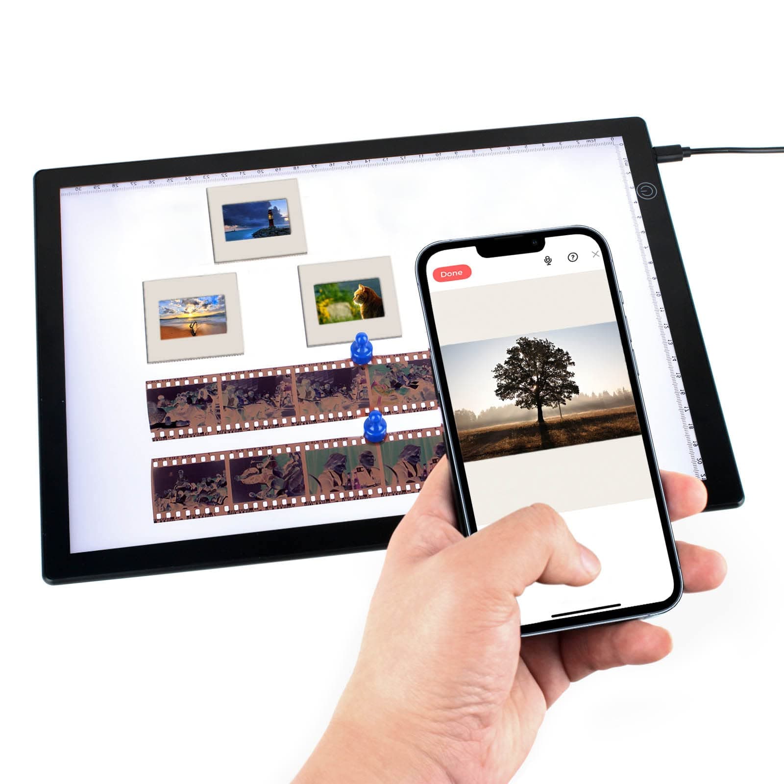 DGODRT Slide Viewer Light Pad A4 Magnetic LED Light Panel for old slides, Film Scanner, Negative Scanning Slide Viewer with 3 Levels of Bright Lights