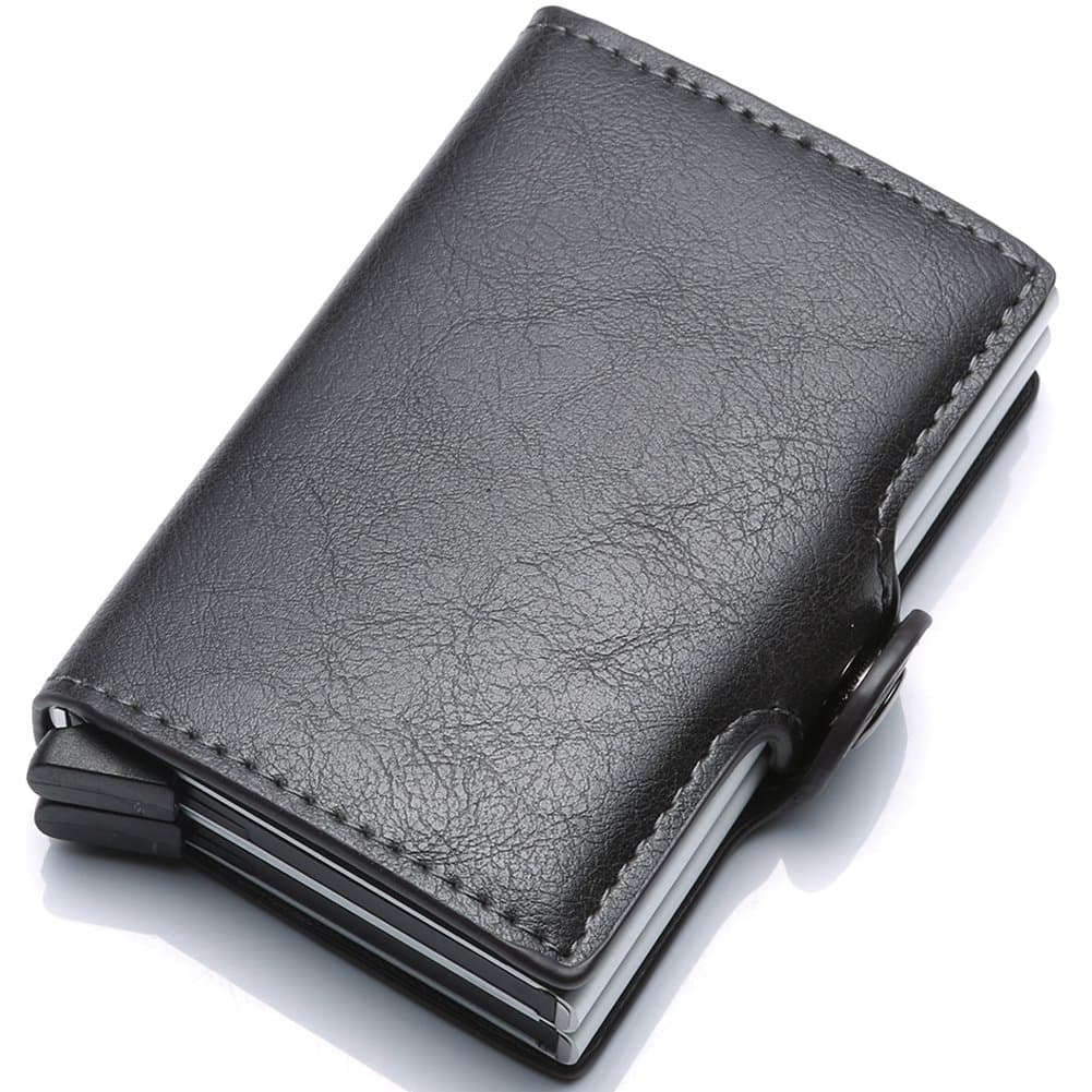 Ultra-thin RFID blocking wallet secure credit card wallet Credit Card Holders (Dark grey)