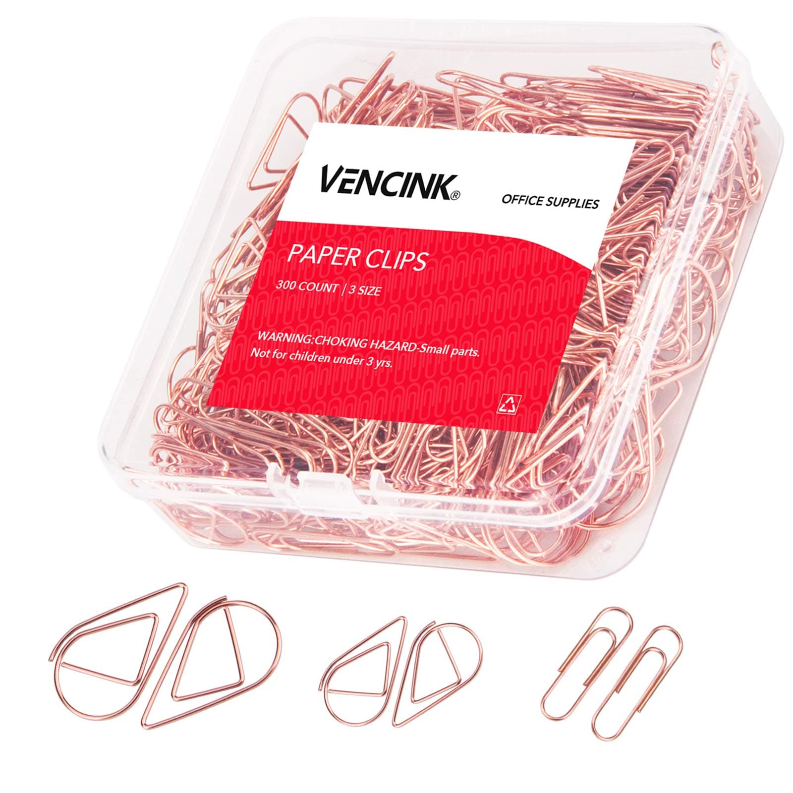 Rose Gold Cute Paper Clips Assorted Sizes