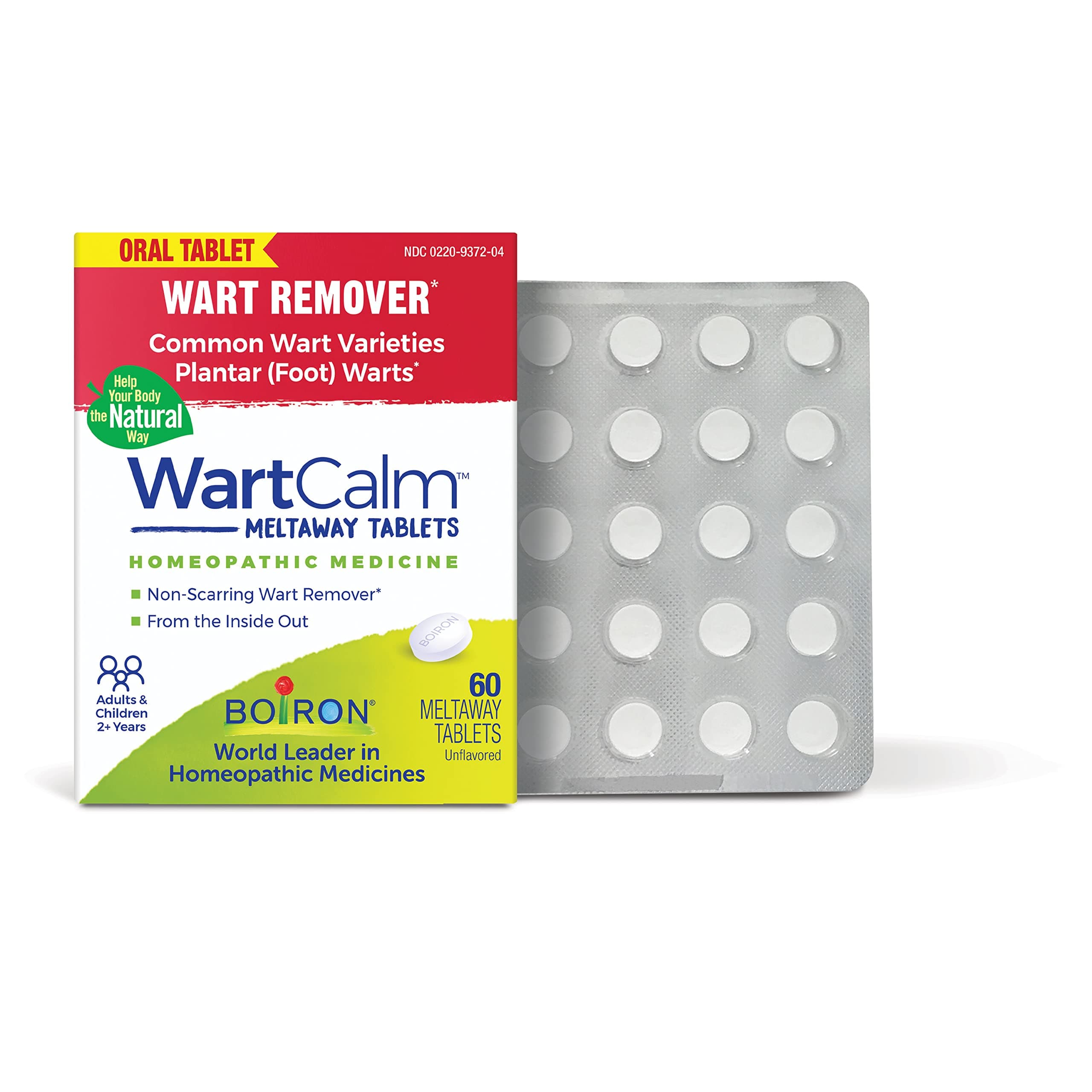 Boiron WartCalm for Painless Wart Removal on Hands, Knees, Plantar (Feet), and Other Bodily Warts for Adults & Children Ages 2+ - 60 Count