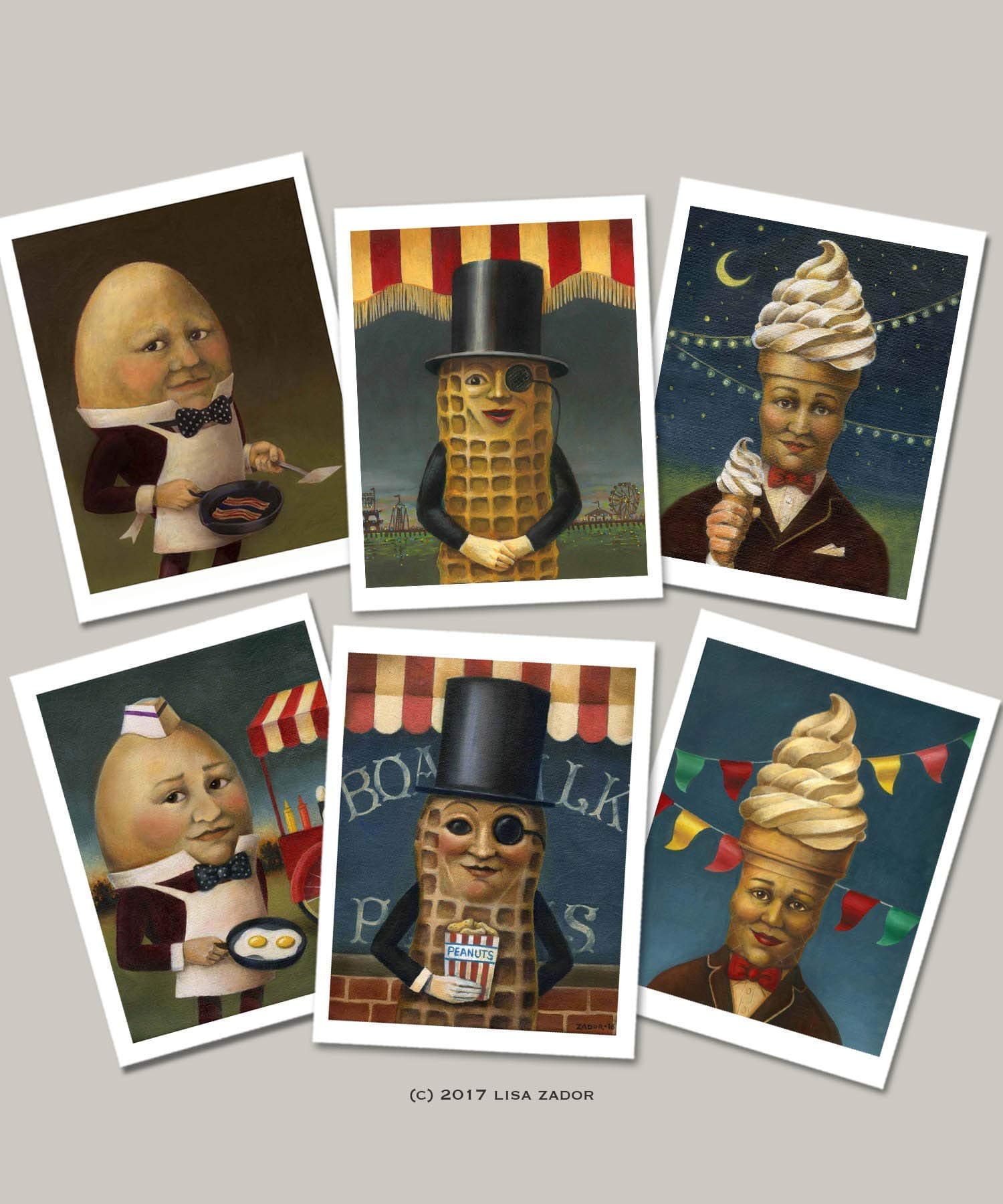 Retro Food Character Cards