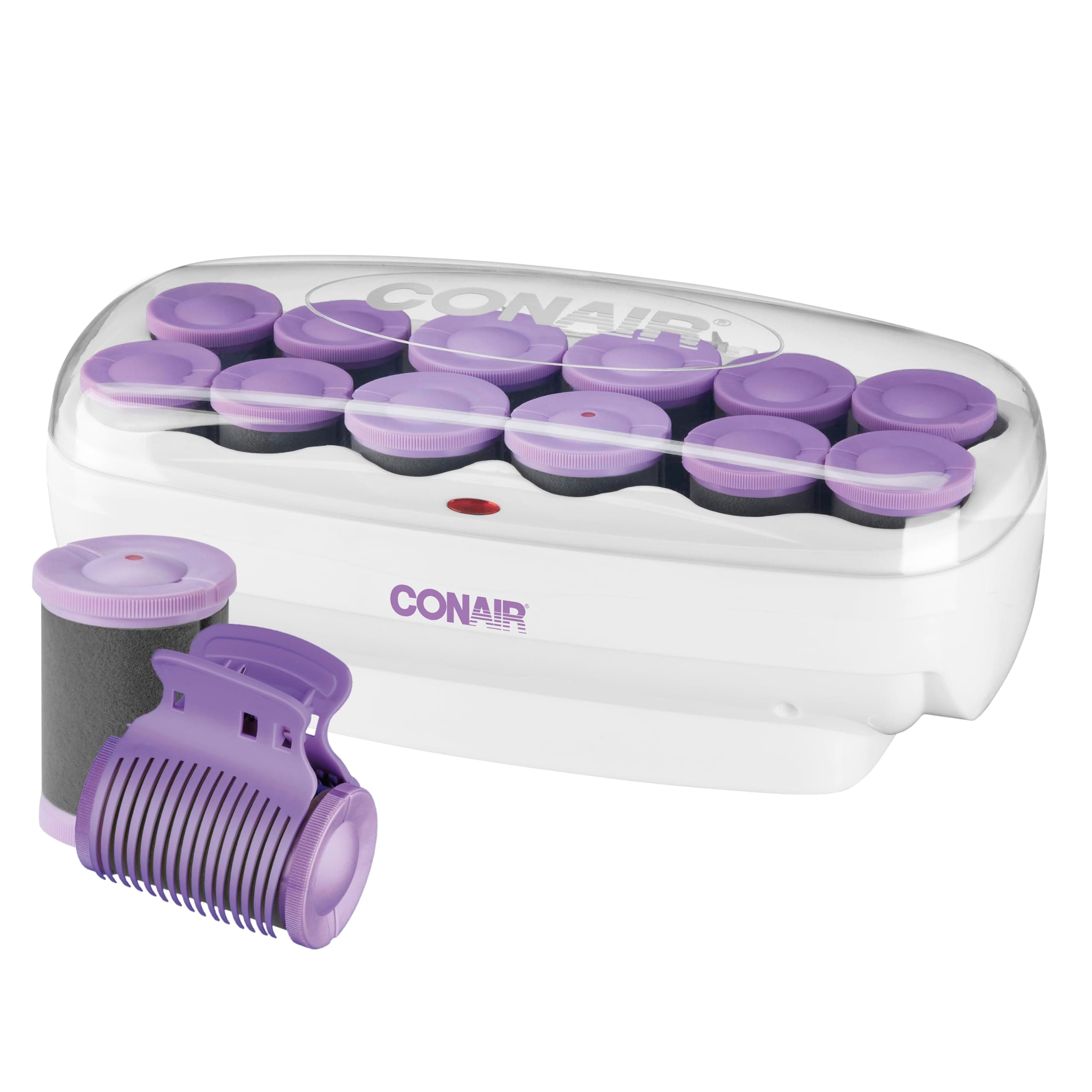 Conair Hot Rollers for Long, Medium & Short Hair, 12 Ceramic Flocked 1½-Inch and 1¾-Inch Heated Hair Rollers with Clips, Hot Curlers for Women, Volume & Curls, Amazon Exclusive