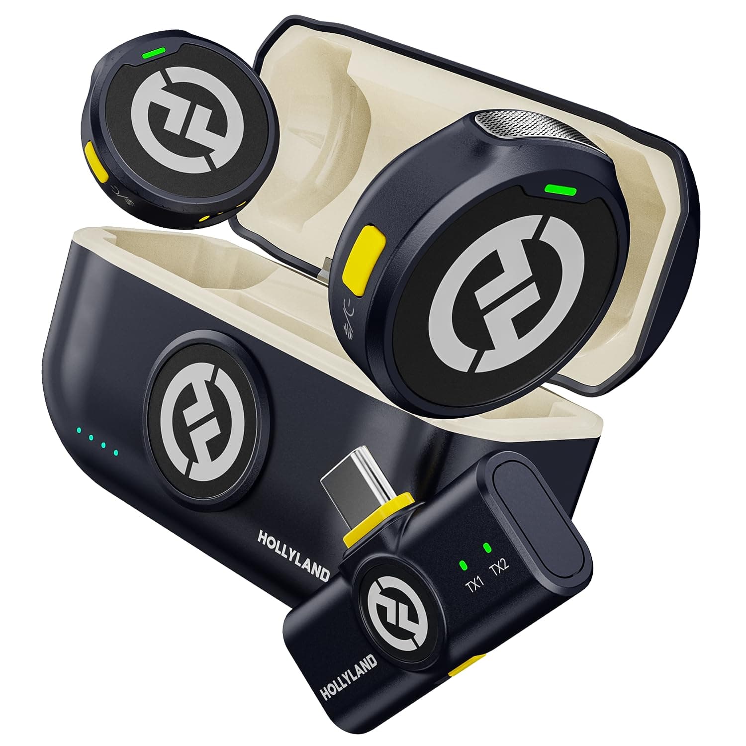 Hollyland LARK M2 Wireless Microphone System compatible with Android Smartphone, iPhone 16/15 Series, 1000ft LOS Range, Hi-Fi Audio, Noise Cancellation, 30H Duration, Mini Mic for Livestream Vlog