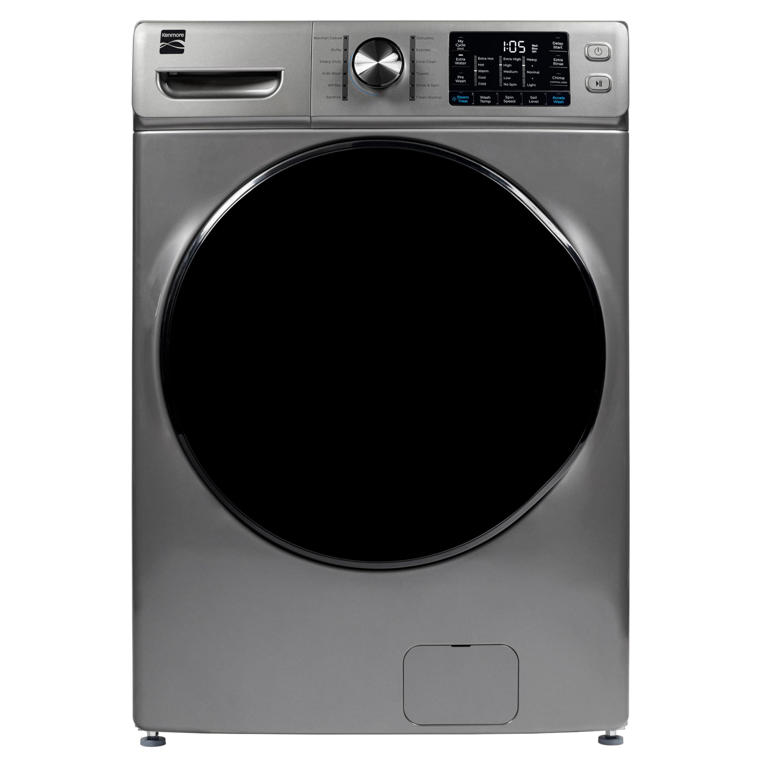 4.5 cu. ft. Front Load Washer with Stain Removing Steam Treatment - Reduce Laundry Time with Accela Wash - LED - ENERGY STAR Certified - Metallic Silver