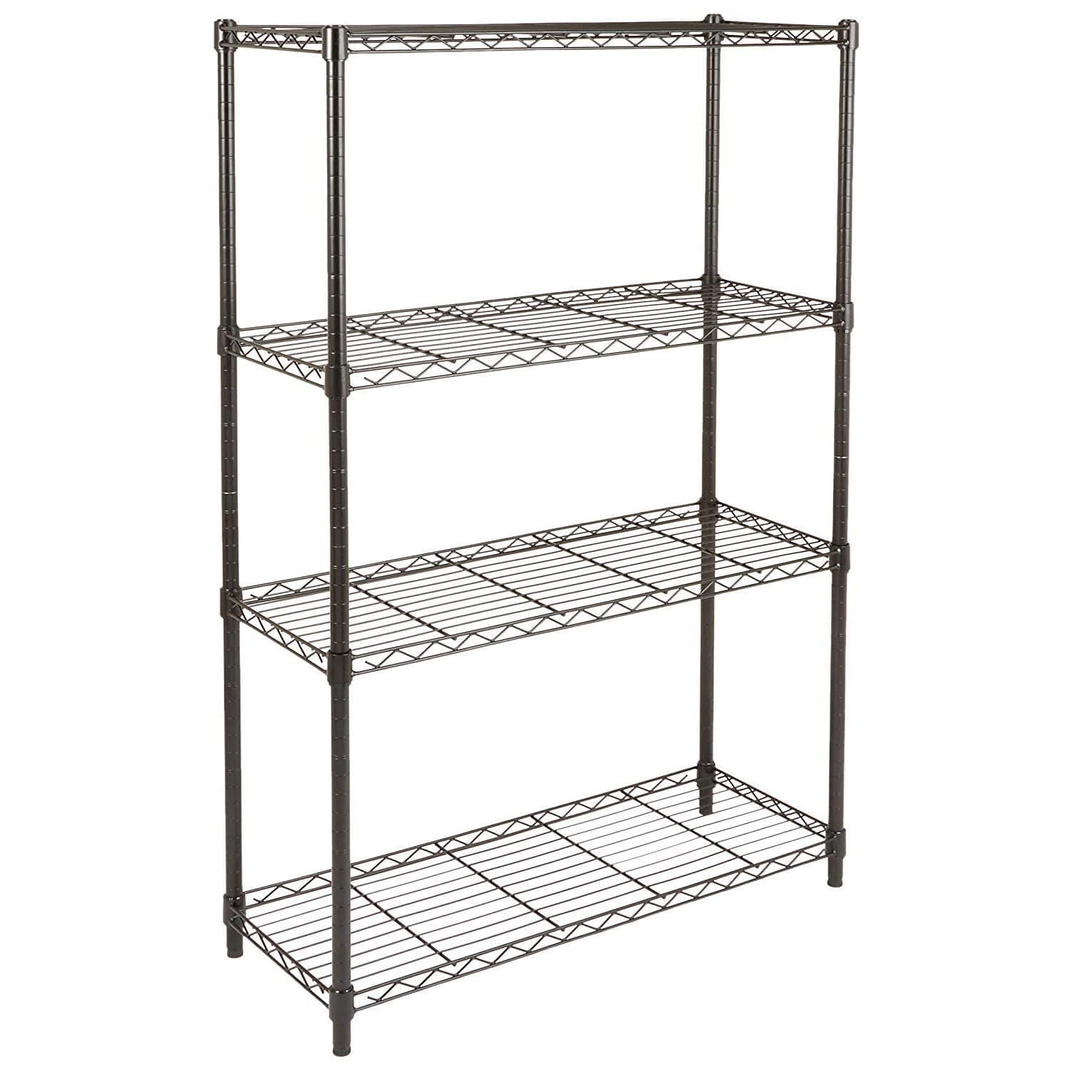 - Amazon Basics Height Adjustable 4-Shelves Heavy Duty Rack- Black