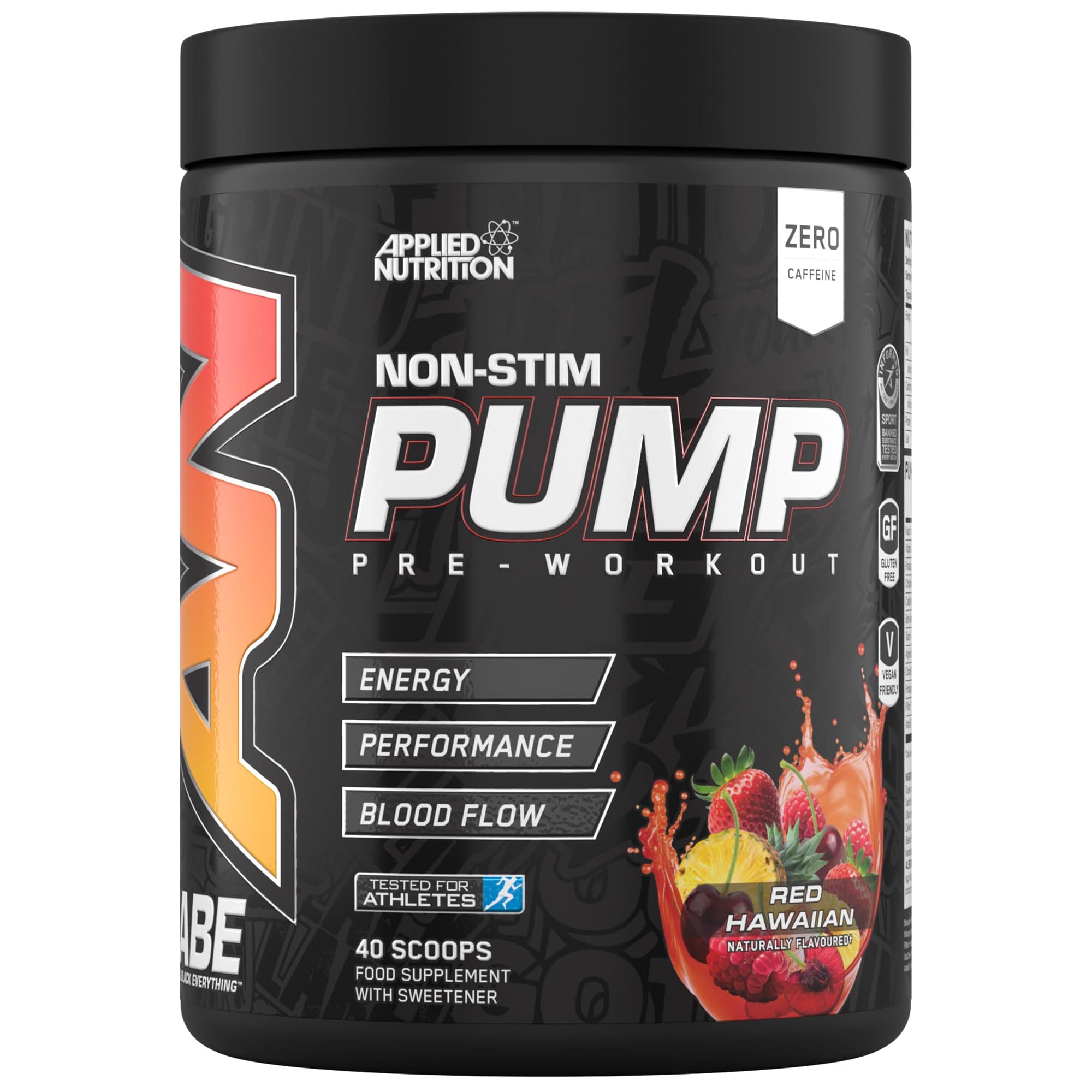 Applied Nutrition ABE Pump Pre Workout - All Black Everything Stim Free Pump Pre Workout Powder | Pump, Energy & Strength with Citrulline, Creatine, Beta-Alanine (500g - 40 Servings) (Red Hawaiian)