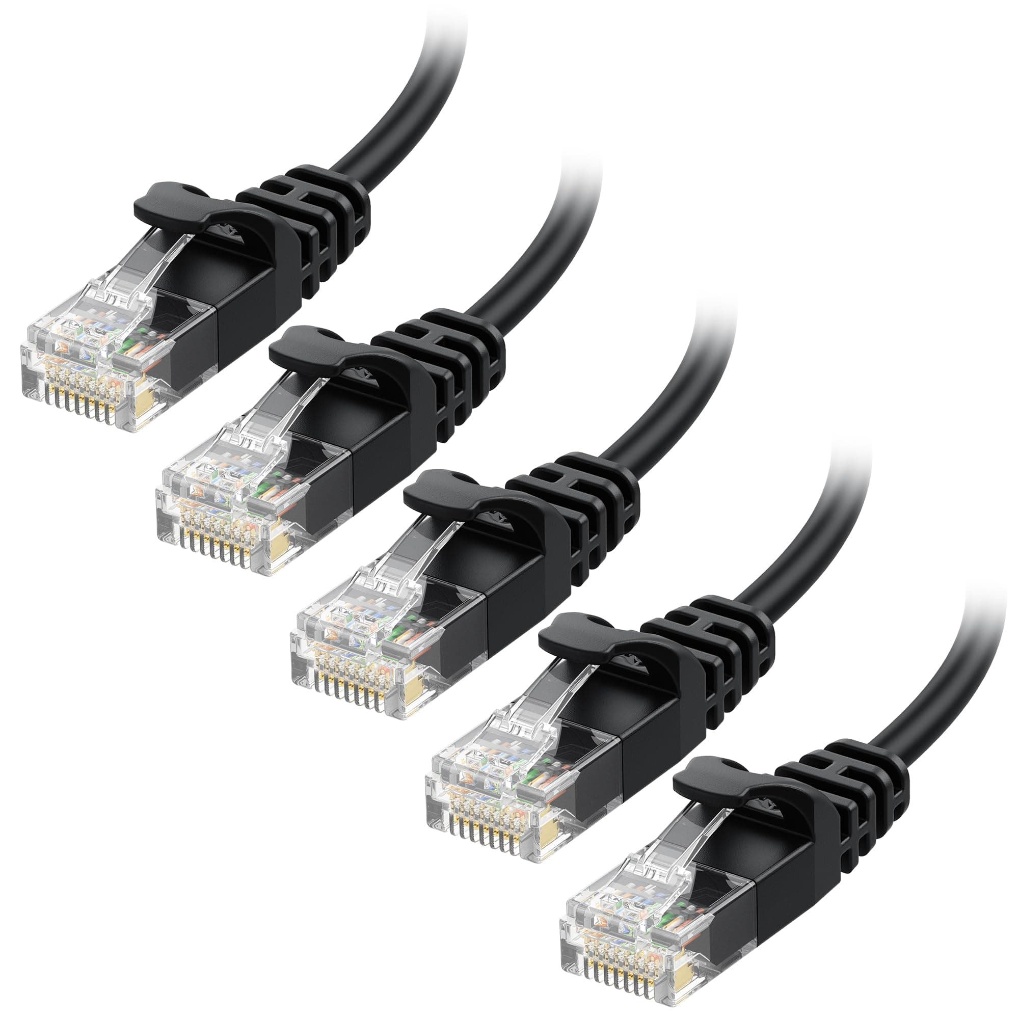 Cable Matters 5-Pack Snagless Cat 6 / Cat6 Ultra Thin Ethernet Cable (Thin Cat6 Cable) in Black 3 Feet - Available 1FT - 125FT in Length