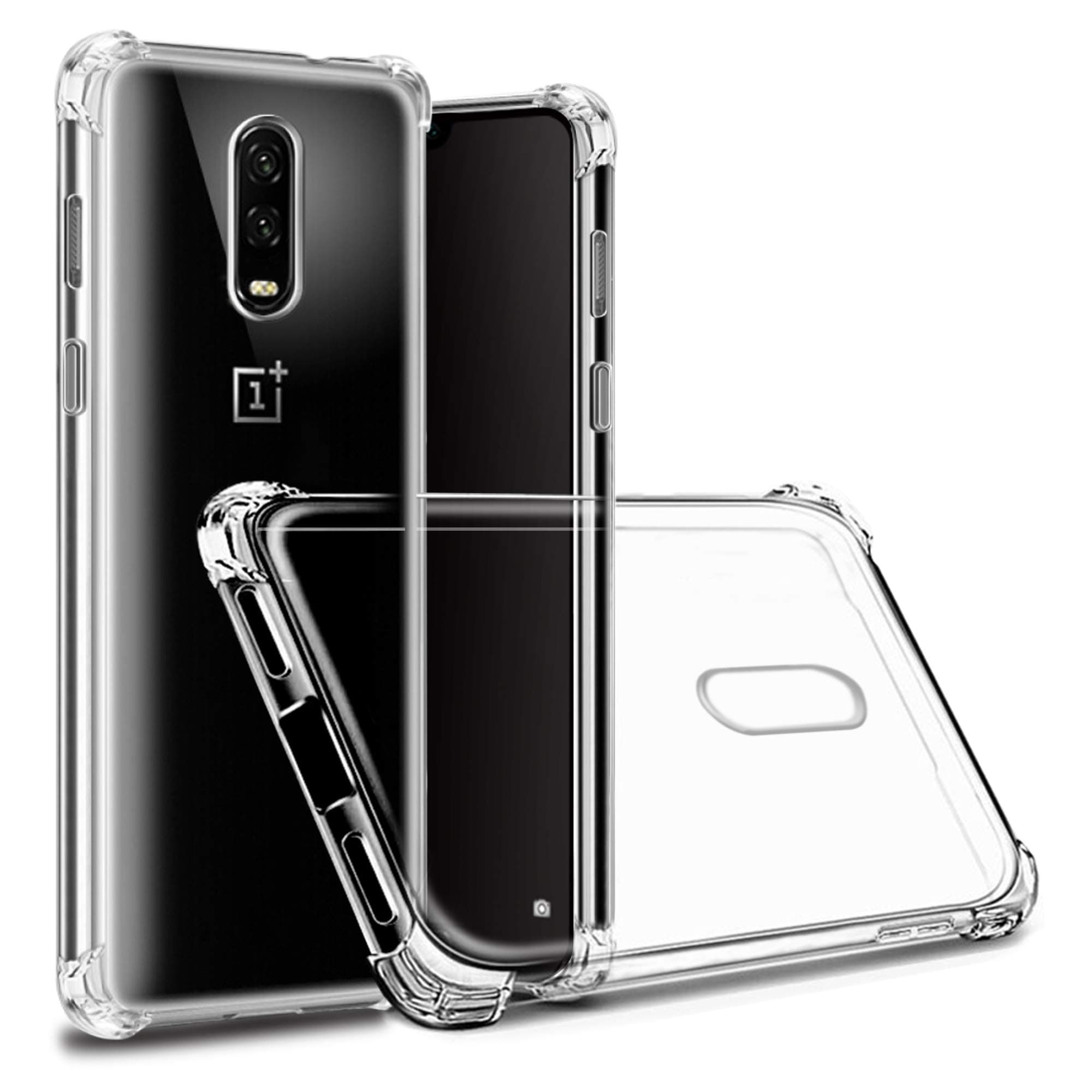 Case for OnePlus 6T, OnePlus 7 case, Crystal Clear TPU Gel Silicone Bumper Shockproof Protective Fiber Design Phone Protector Cover for OnePlus 6T/7