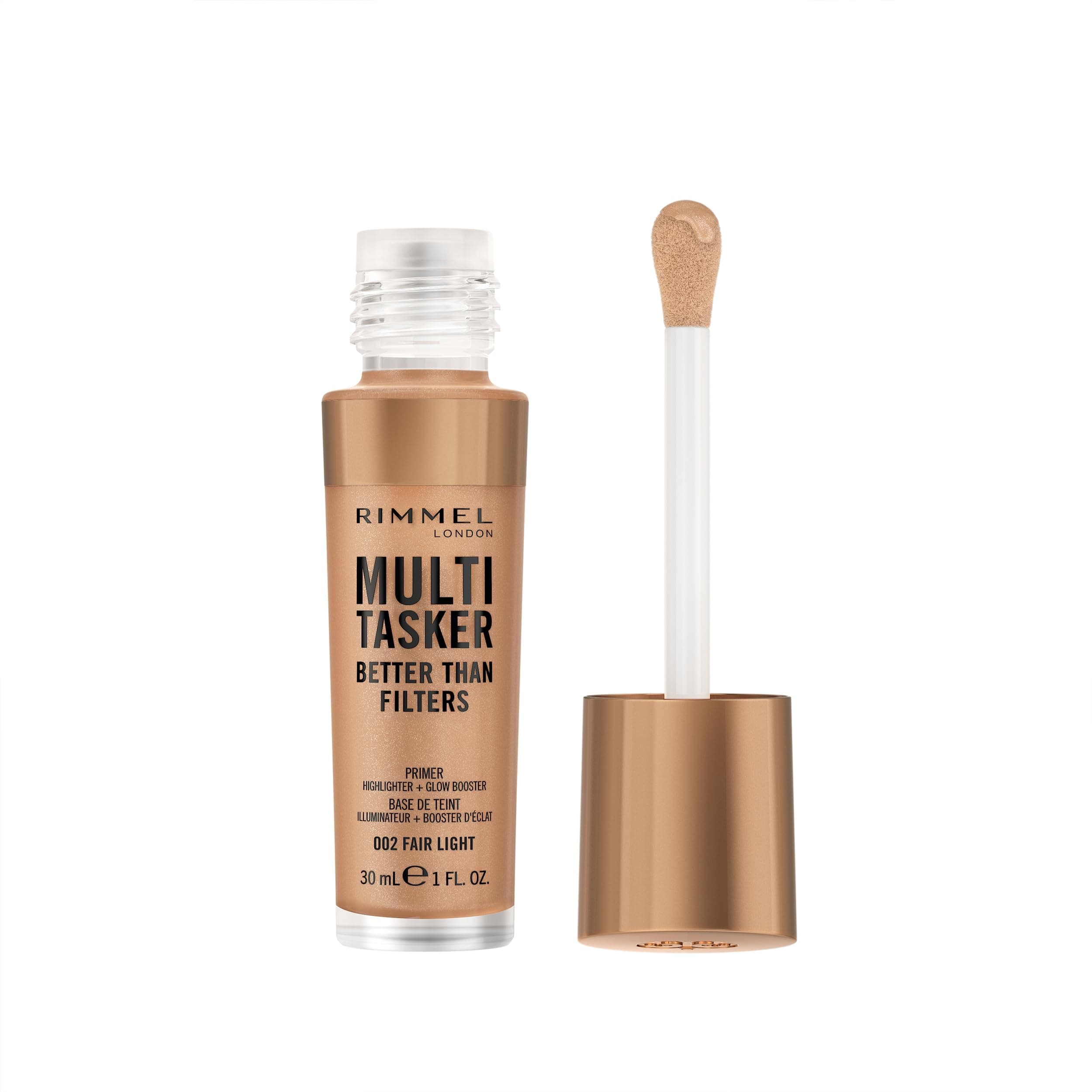Multi Tasker Better Than Filters, 002 Fair Light, 3 in 1 Face Primer, Glow Booster and Highlighter, Flawless Finish, Infused with Vitamin C and E, Maxi Soft Applicator, Vegan, 30ml