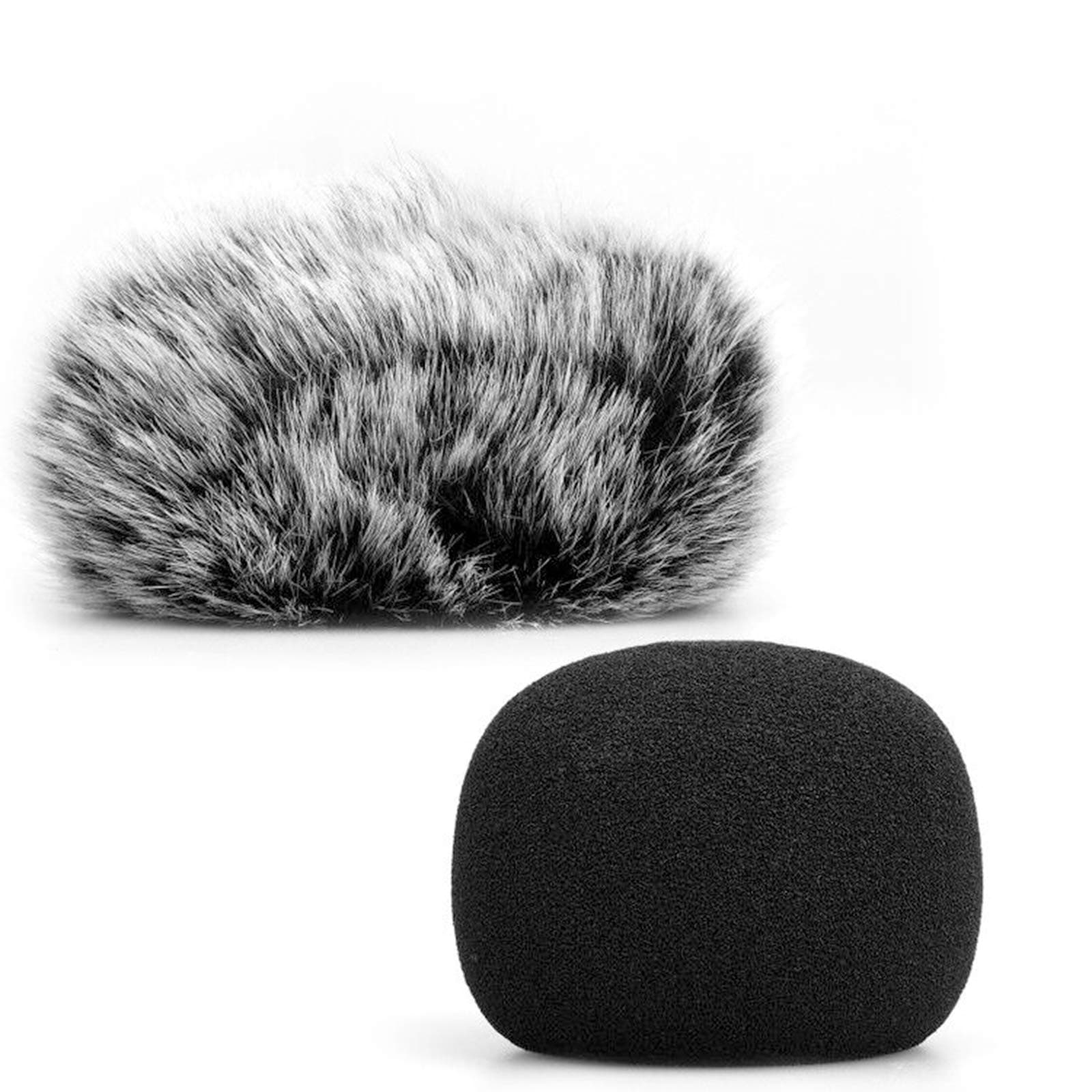 Microphone Windscreen, Furry Windscreen Muff Wind Cover + Foam Microphone Windscreen Cover Compatible with Zoom H1 H1n Apogee Mic and More, Furry & Foam 2Pack