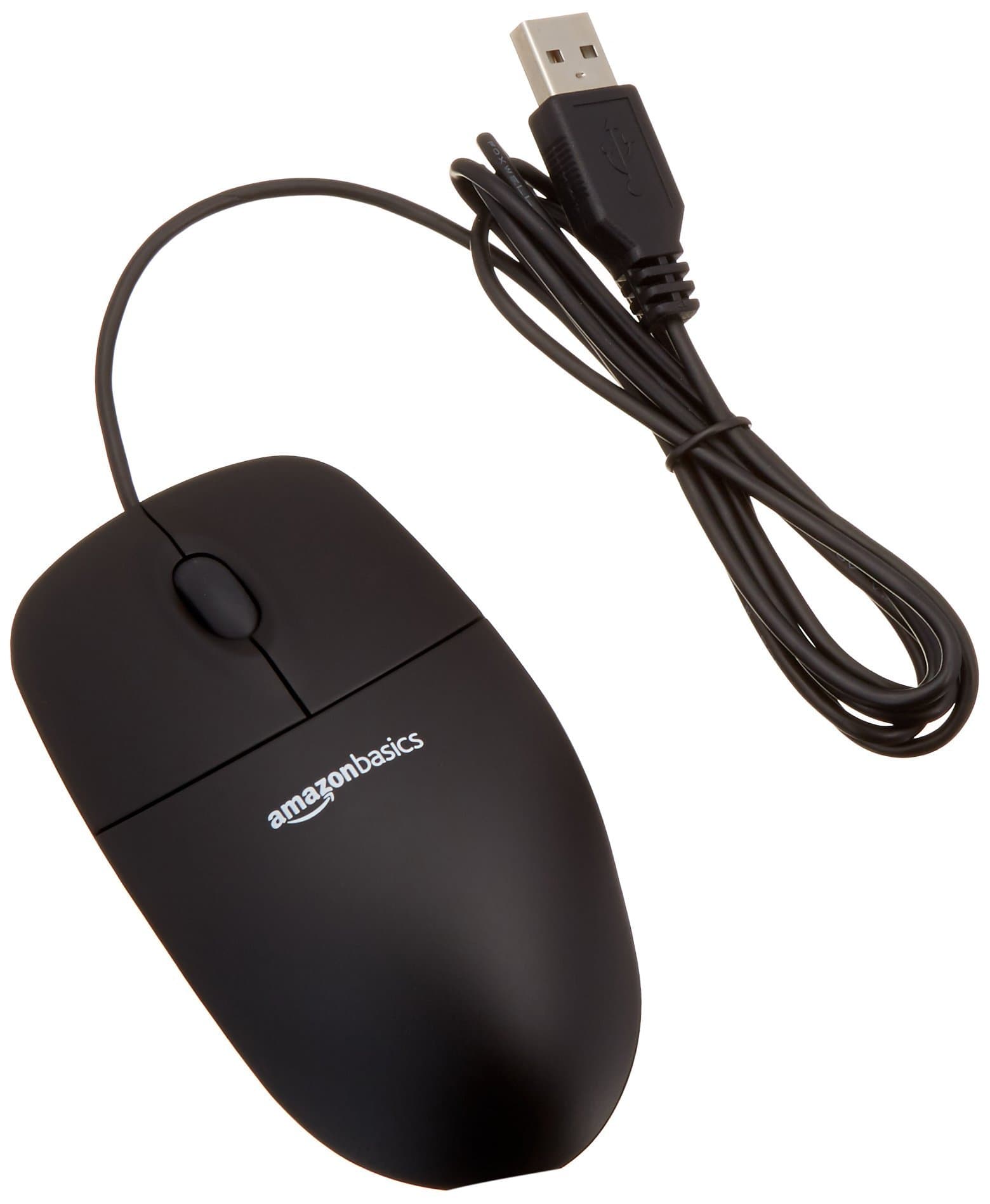 – Amazon Basics 3-Button USB Wired Mouse (Black), 30-Pack