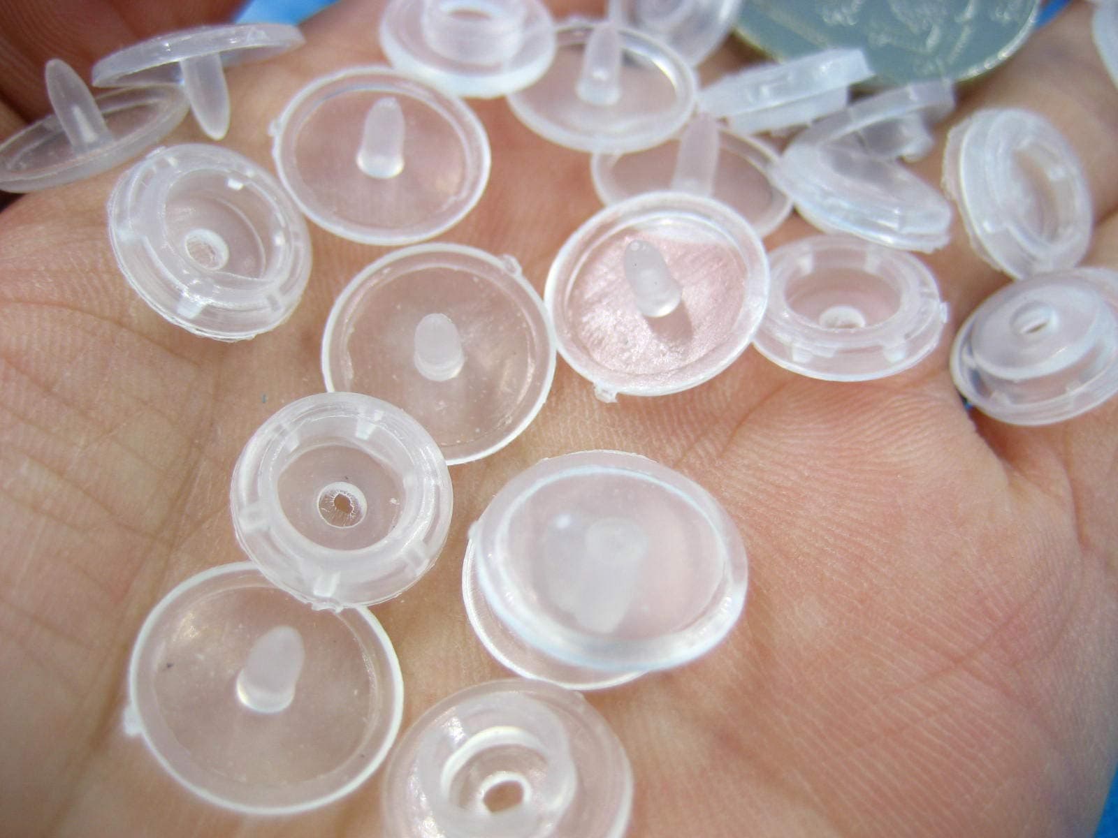 50Sets T5 1.2cm Clear Plastic Resin Snaps Button Fasteners Press Stud Poppers