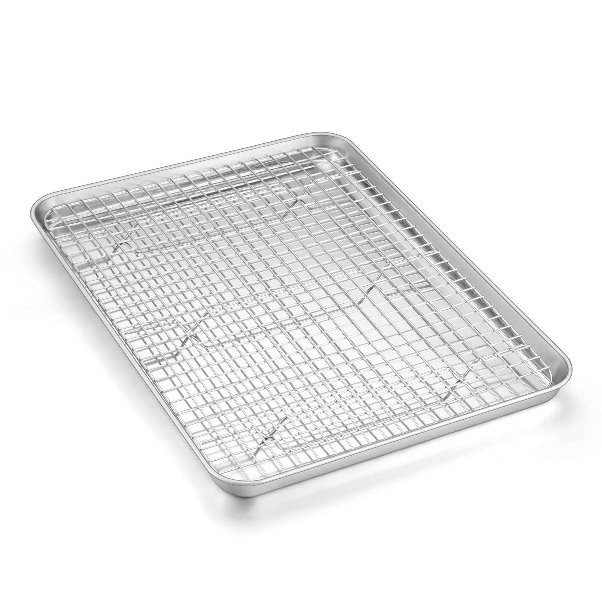 Baking Sheet with Wire Rack Set (1 Pan+1 Rack), Homikit 16" x 12" Stainless Steel Cookie Bacon Pan for Oven, Nonstick Jelly Roll Pan Baking Tray with Grid Cooling Rack for Cook Roast, Dishwasher Safe