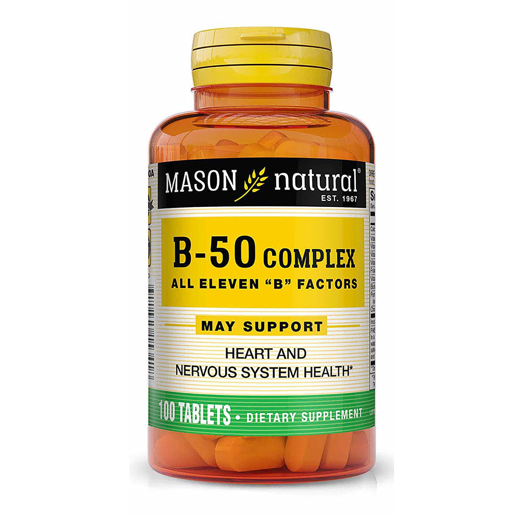 Mason Vitamins Super B 50 Complex All Eleven "B" Factors Tablets, 60 Count