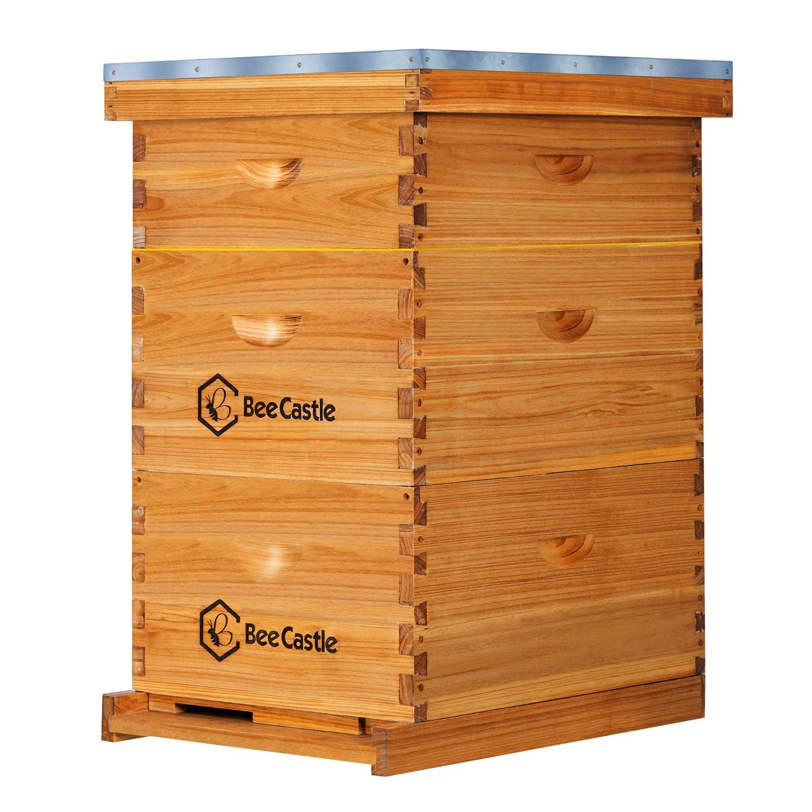 BeeCastle 10 Frame Langstroth Bee Hive Coated with Beeswax Includes Beehive Frames and Waxed Foundations (2 Deep Boxes & 1 Medium Box)