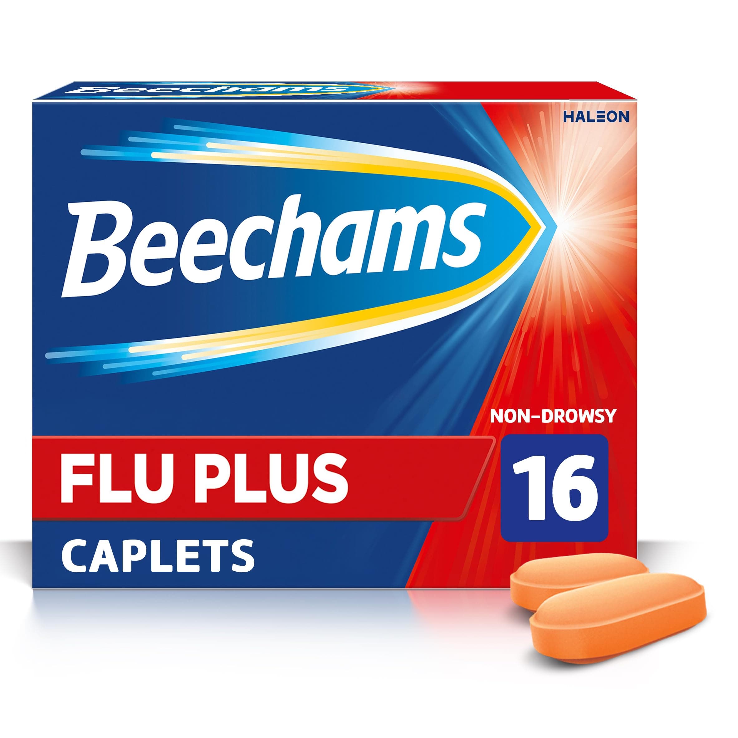 Flu Plus Caplets, Cold & Flu Relief Medicine for adults, with Paracetamol, 16s