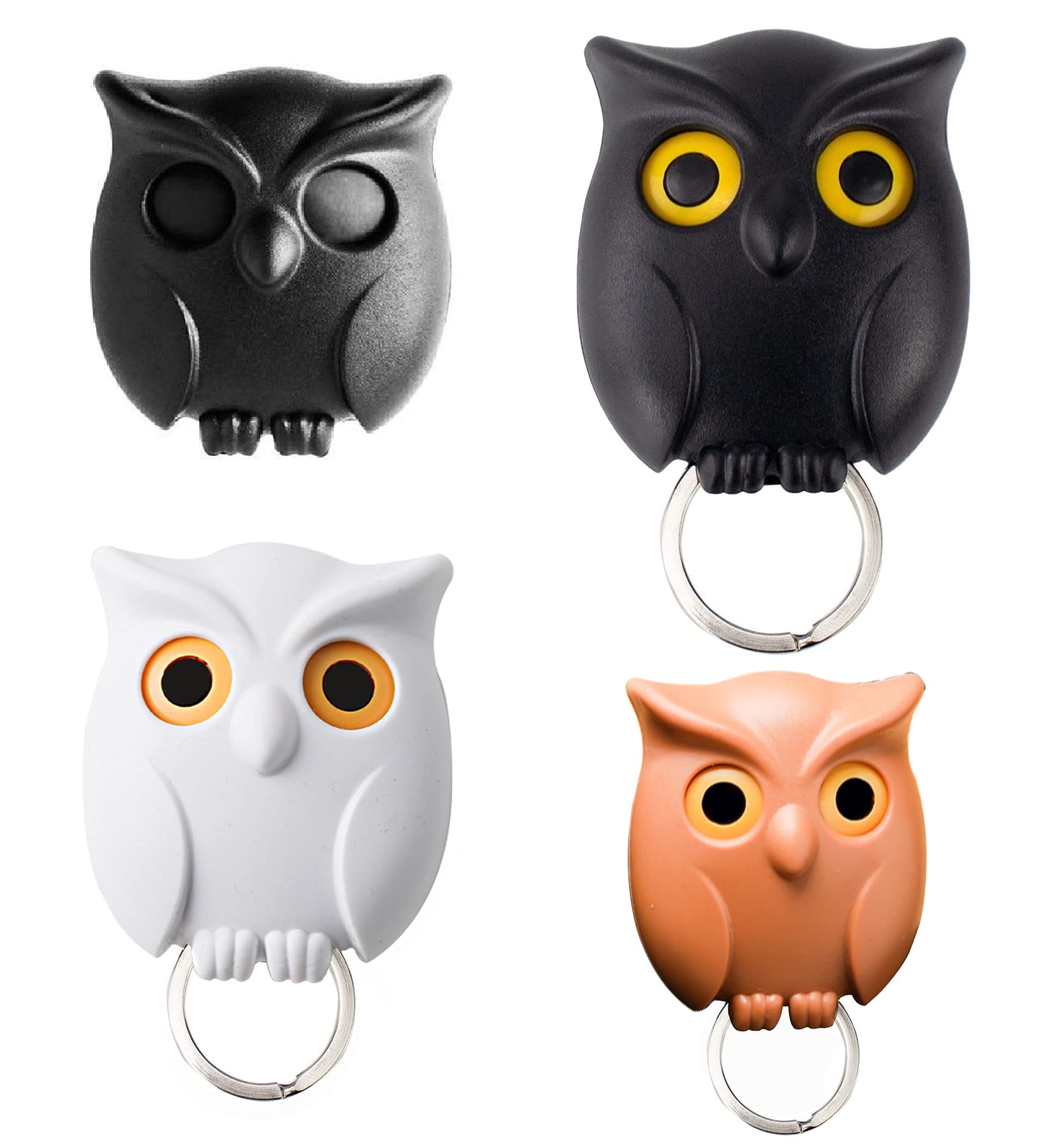 3PCS Owl Key Holder Cute Owl Key Holder Automatic Open Close Eyes Magnetic Night Owl Keying Holder Wall Mounted Owl Key Hooks with Wall Self-Adhesive Tape