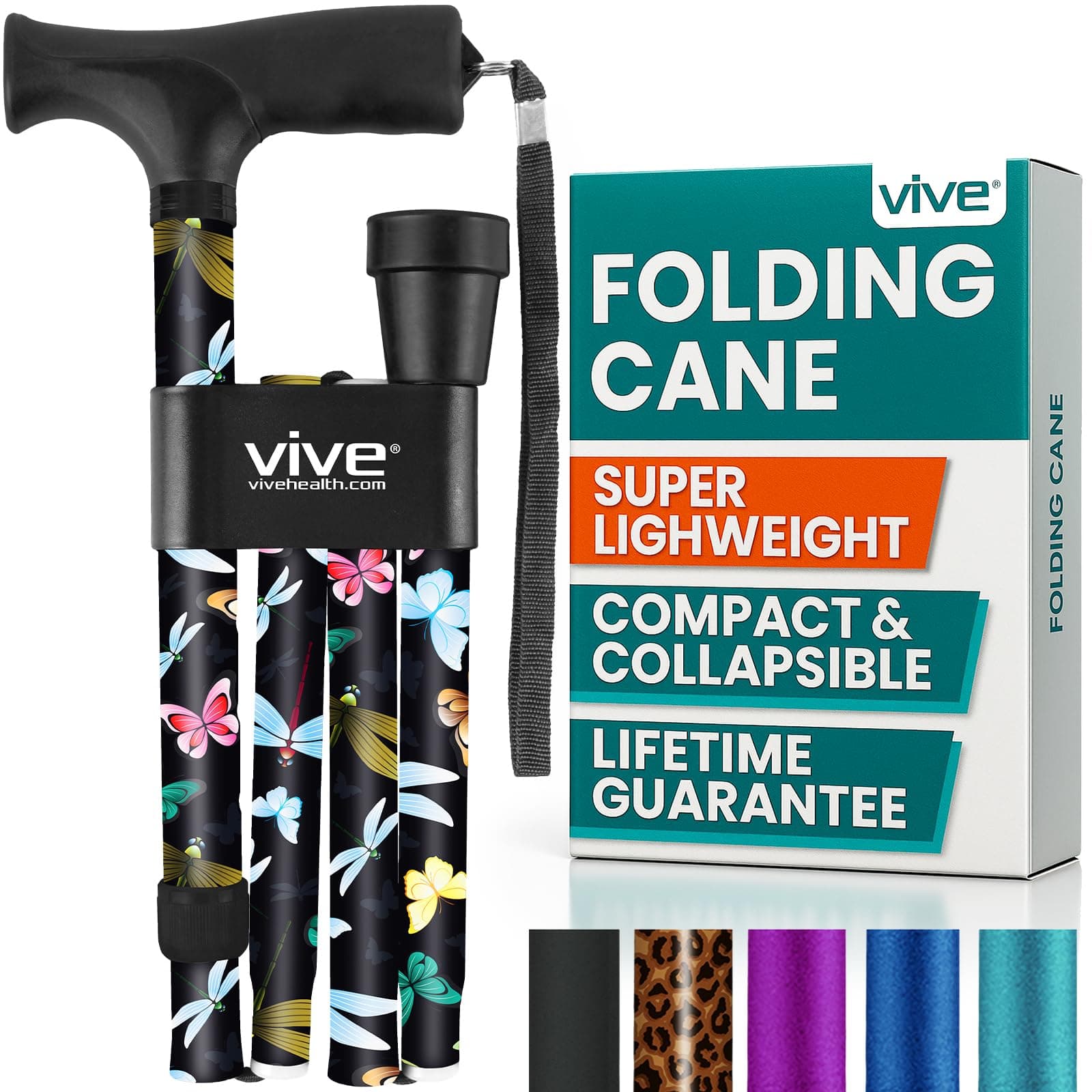 Folding Cane Foldable Walking Cane For Fold Up Collapsible Lightweight Adjustable Portable Hand Walking Stick Balancing Mobility Aid Sleek Comfortable T Handles