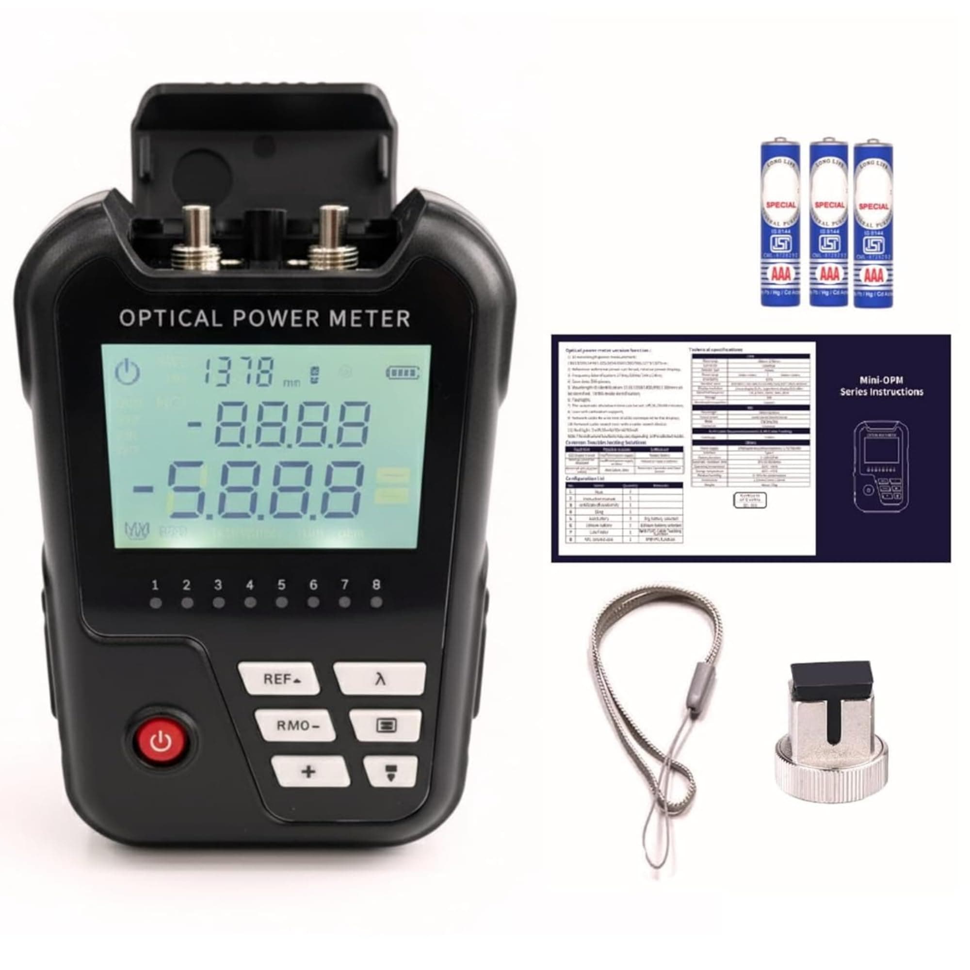 4 in 1 Optical Power Meter with Laser Light Optical Fiber Power Meter Visual Fault Locater 2mw Vfl Light Source Fc/sc Scope -50~+26dbm Lan Tester