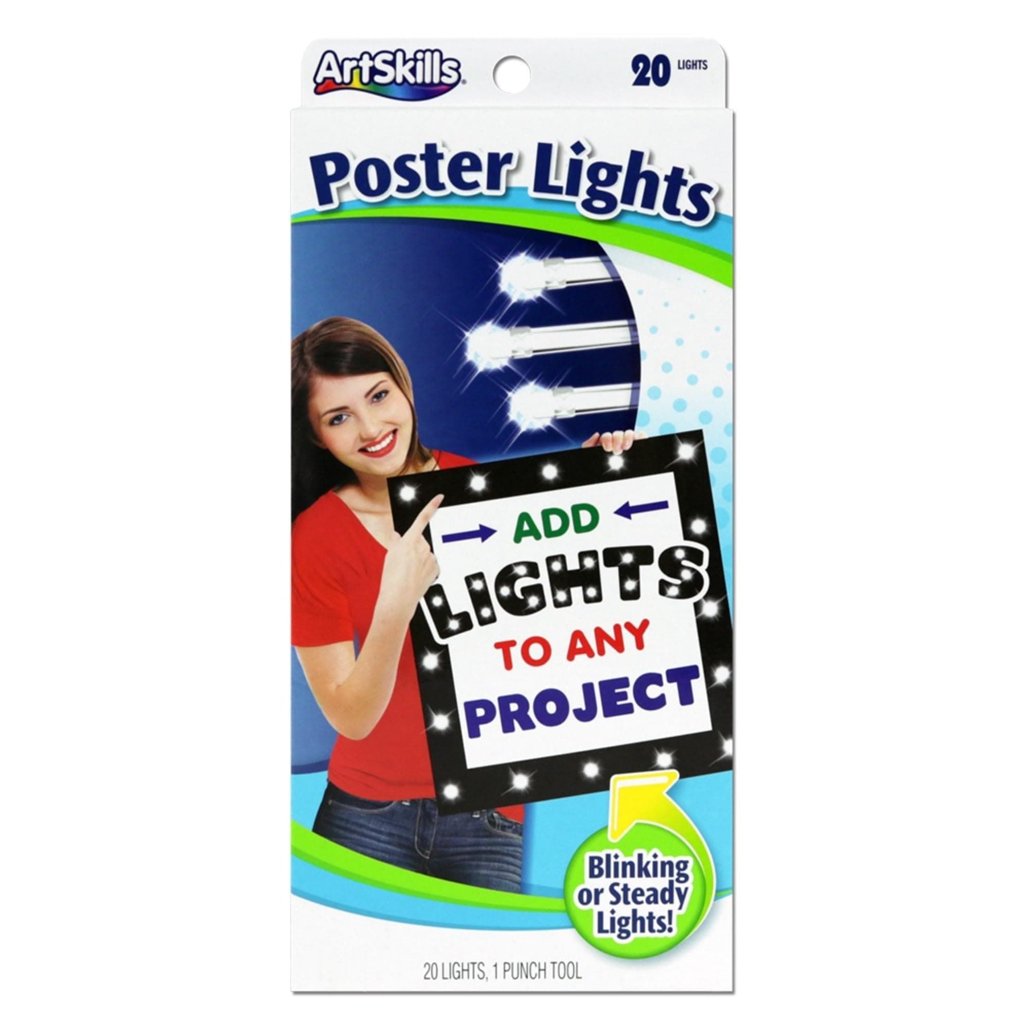 ArtSkills Clear String Light Project Kit with Punch Tool, 10 Feet, Cool White