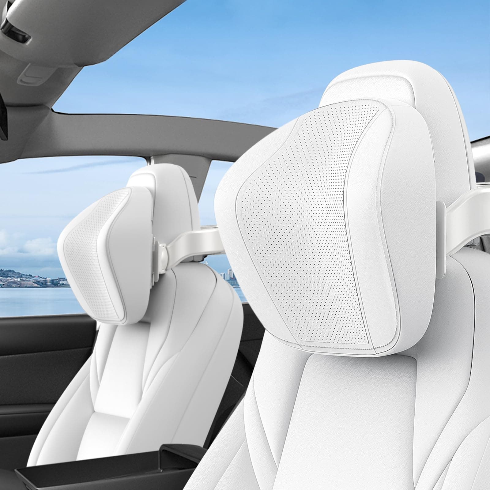 LATIT Tesla Headrest Pillow Height Adjustable Tesla Model Y/3 Accessories Neck Pillow Car Seat Pillow Head Neck Rest Cushion with Brackets, Hidden Hook(1 Pack), The Best