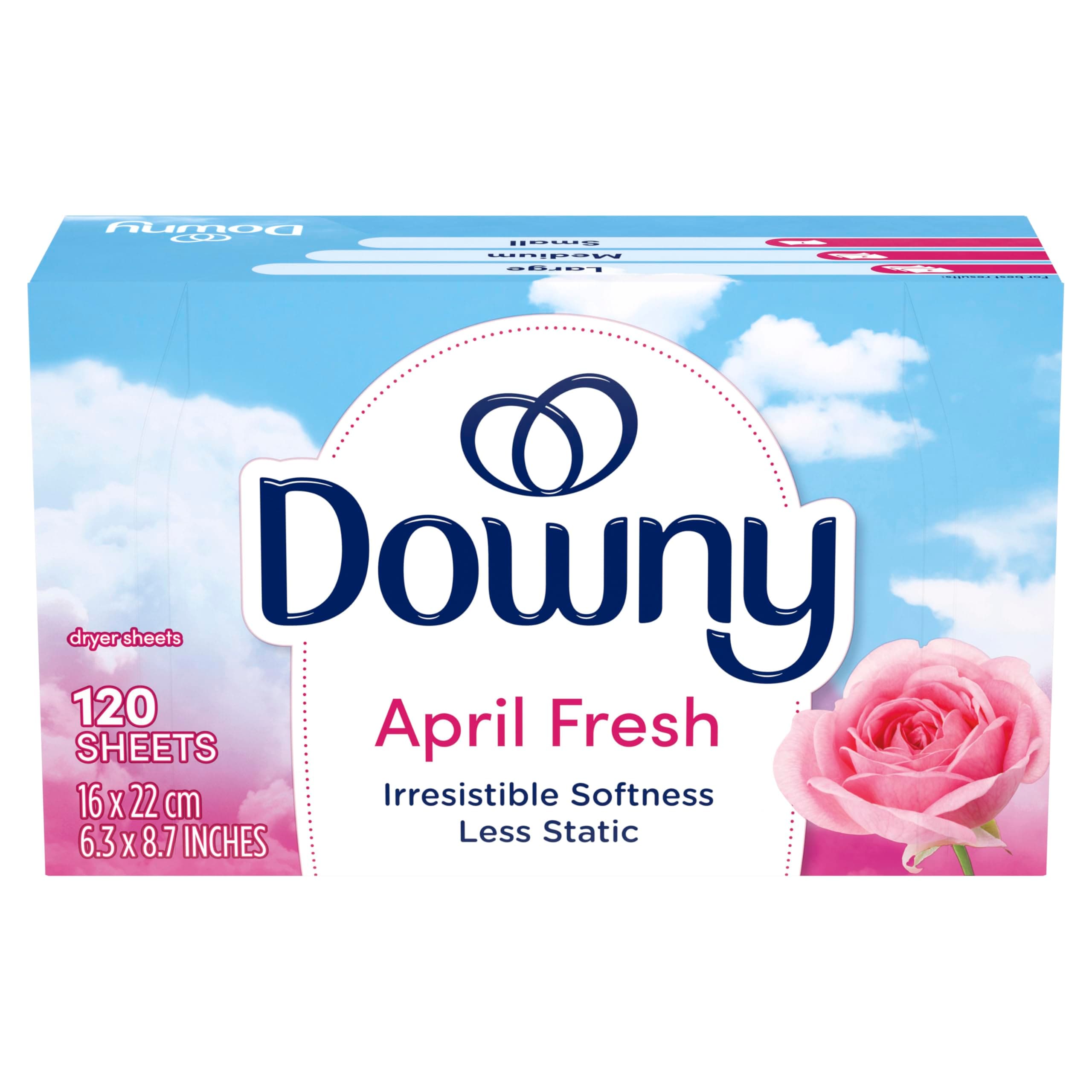 Downy Fabric Softener Dryer Sheets, April Fresh Scent, 120 Count, Pack of 3