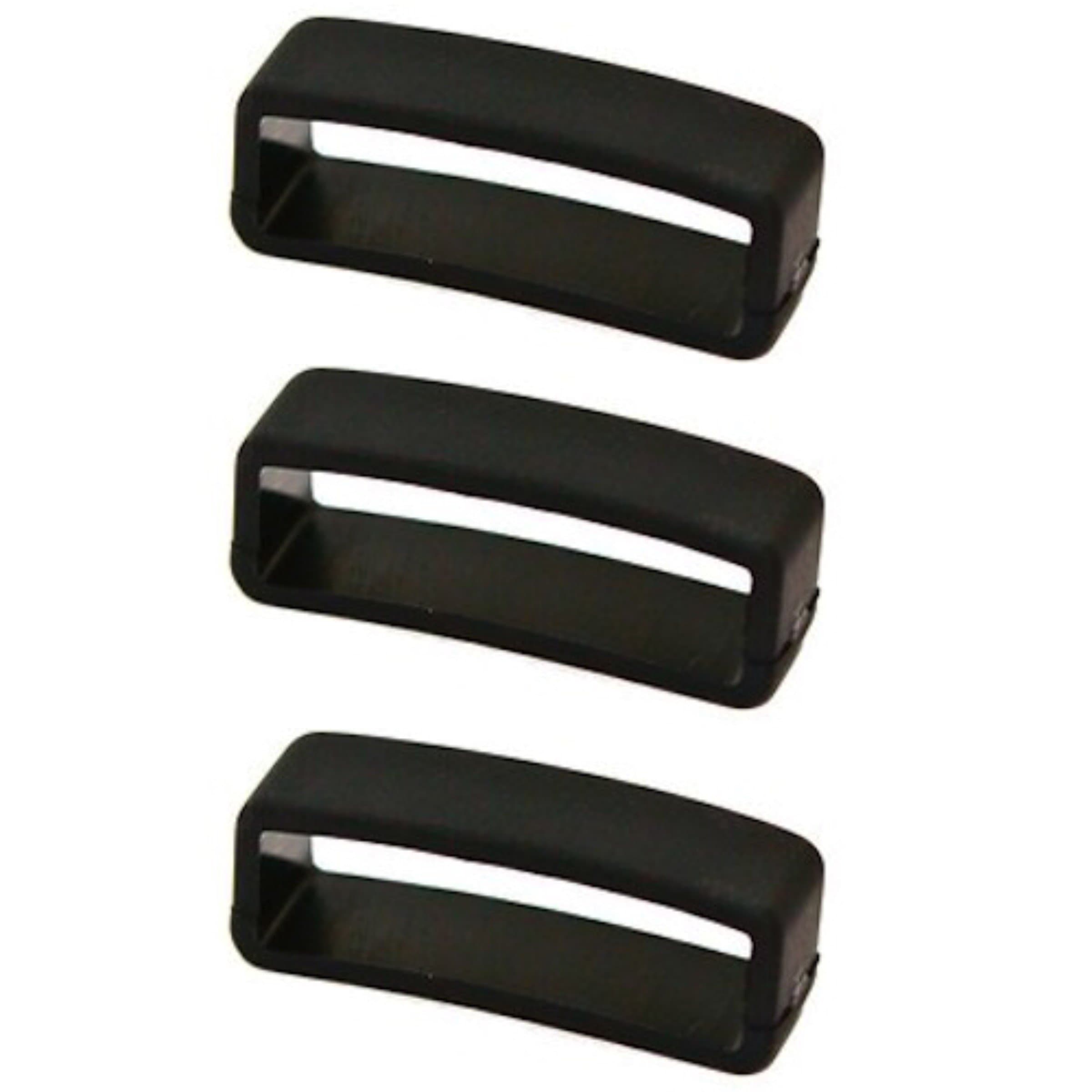 3 Pieces Size 24MM Black Rubber Cuir DE Lyon Replacement Watch Band Strap Loops