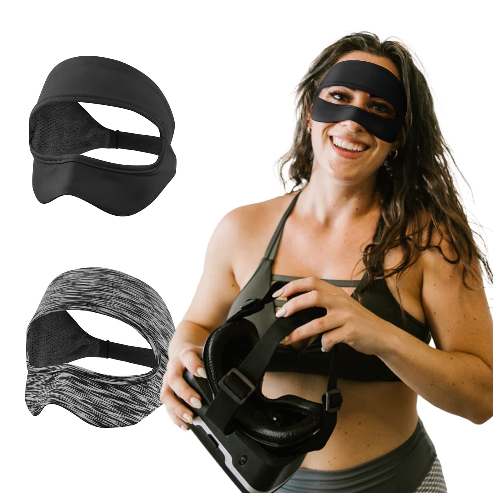 Sweat Guard for Oculus Quest 2, VELLAA Oculus/Meta Quest 2 Accessories Adjustable VR Sweat Band Breathable VR Mask for Beat Saber Workout Games(2pcs)