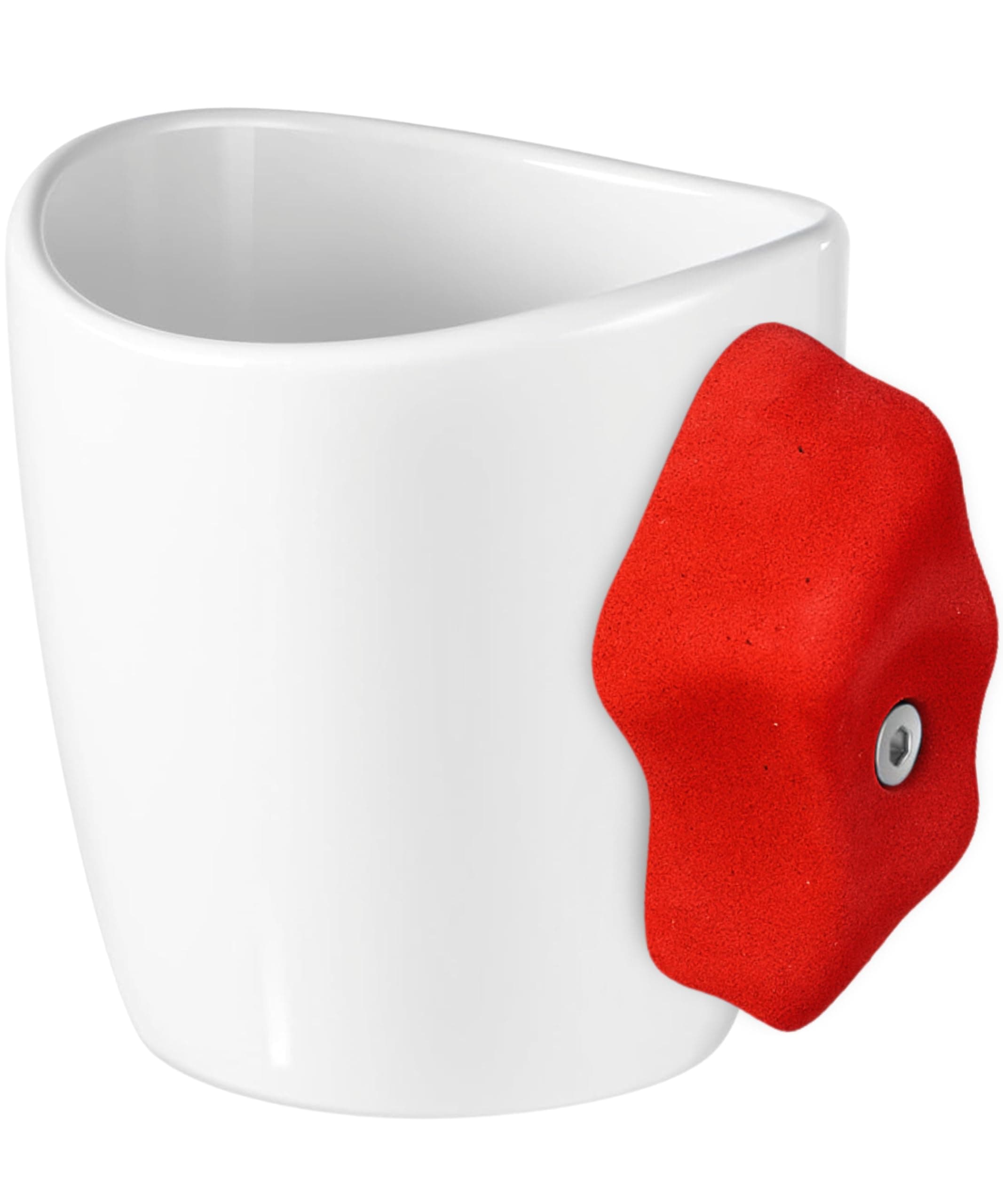 Dubbs Hardware Rock Climbing Mug – Train your grip while having a cup of coffee. Ceramic and with real climbing holds, popular Rock Climbing Gifts - Red