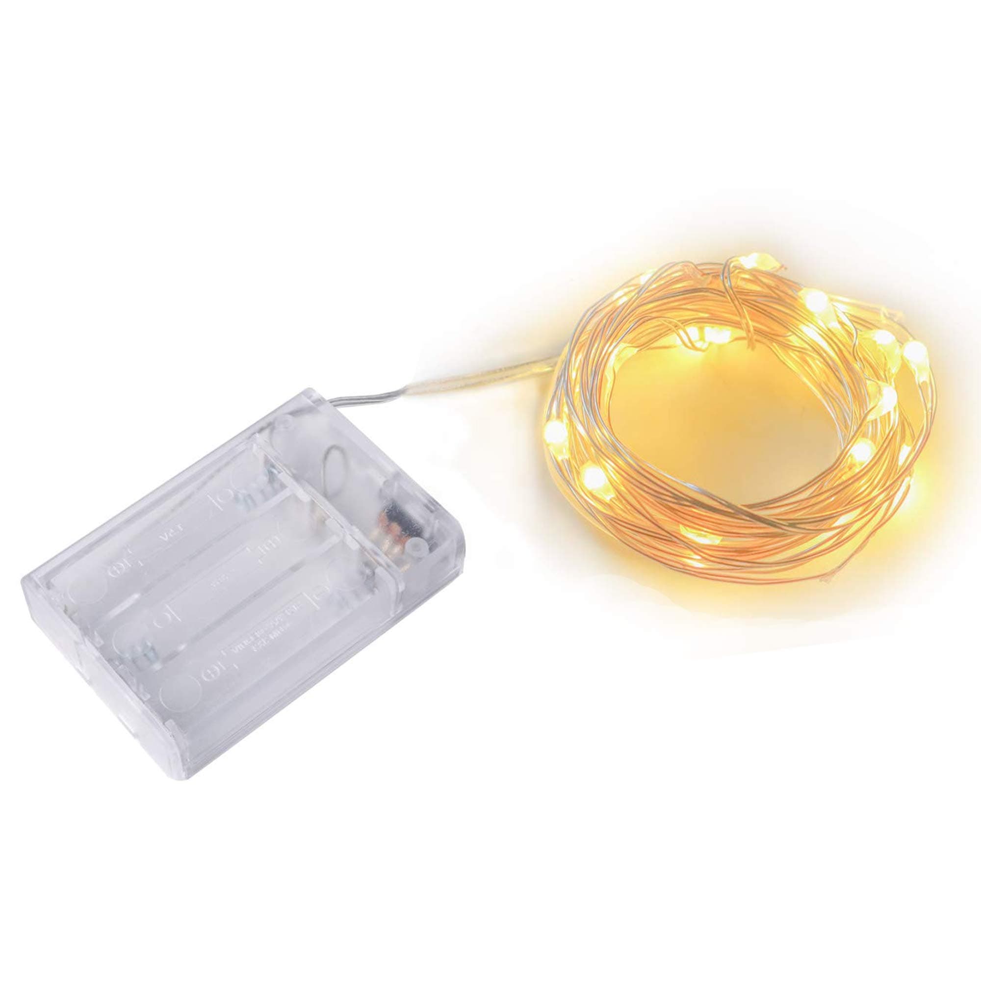 TDELTA 1 Pack 10 FT 30 LED Fairy String Lights - LED String Lights - Firefly Lights - Silver Wire - Battery Operated- for Christmas, Bedroom, Patio, Garden, Parties, Wedding - Warm White