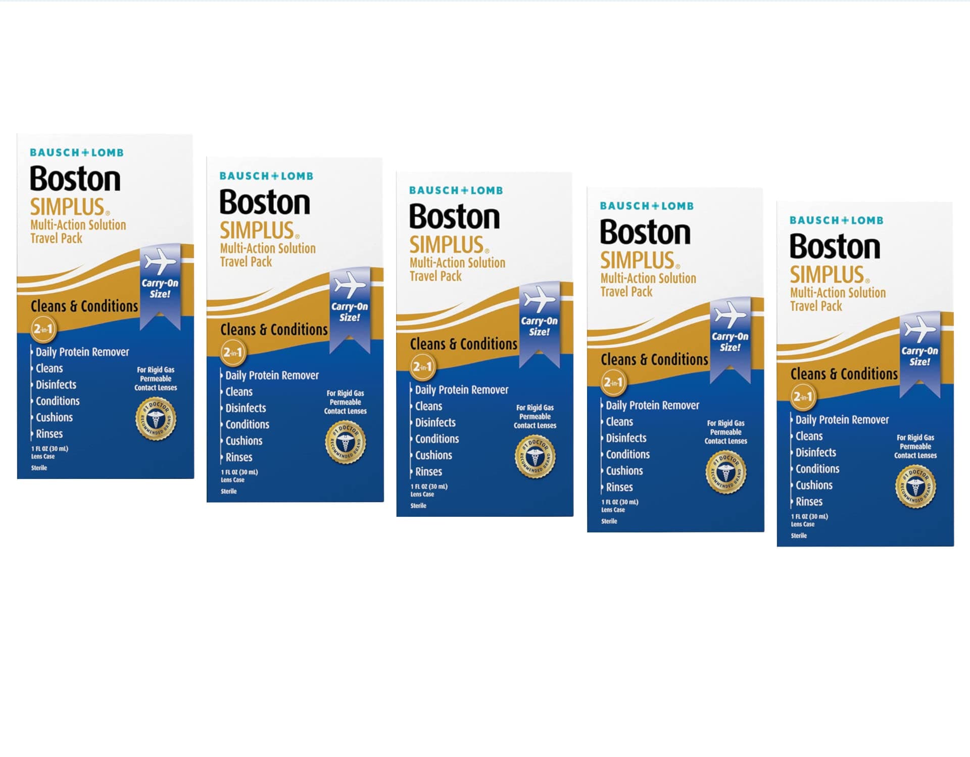 Bausch & Lomb Boston Simplus Multi-Action Solution Travel Pack 1 Oz (Pack of 5)